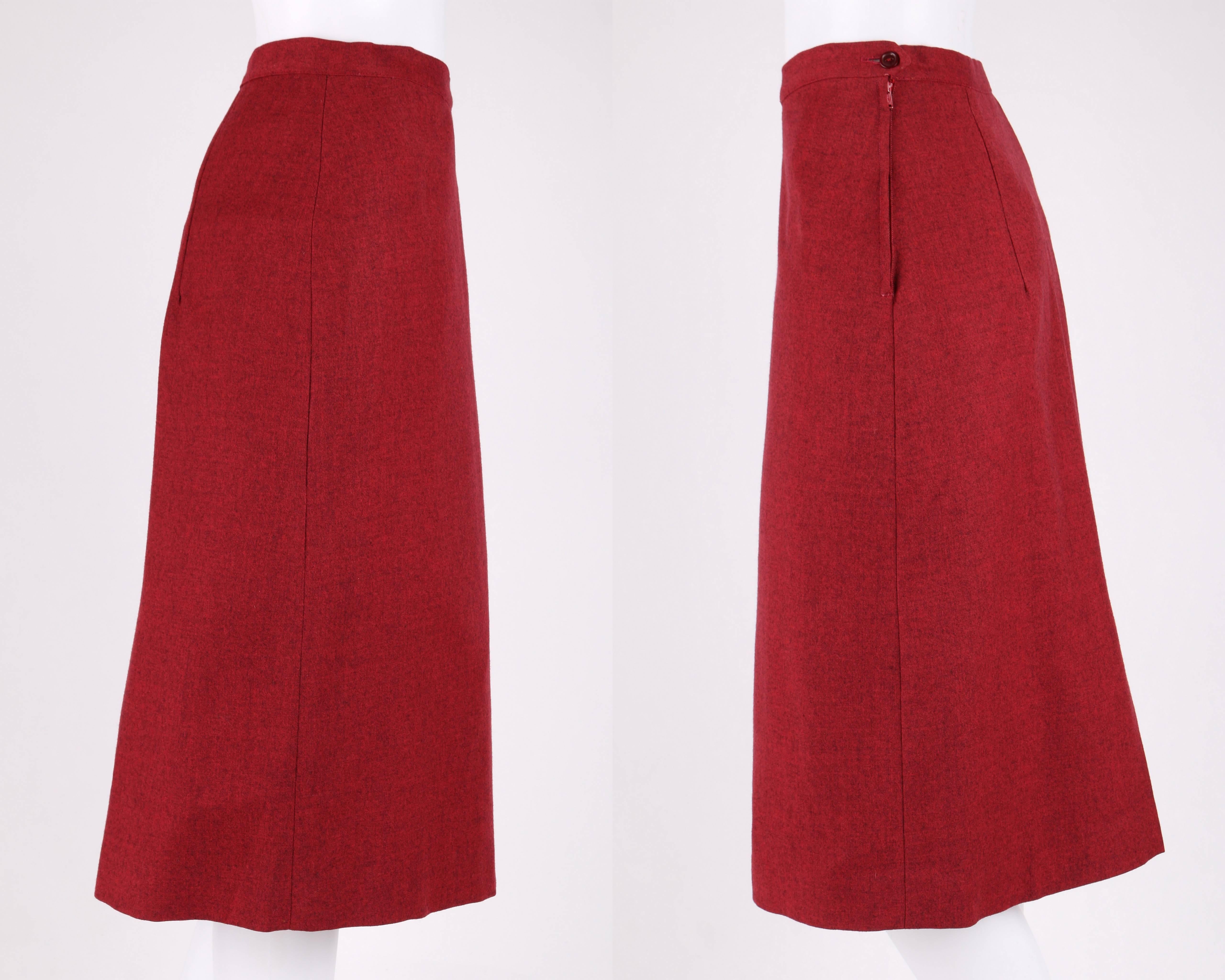 STYLED BY VENNE c.1940's 2 Piece Ruby Red Wool Embellished Blazer Skirt Suit 3