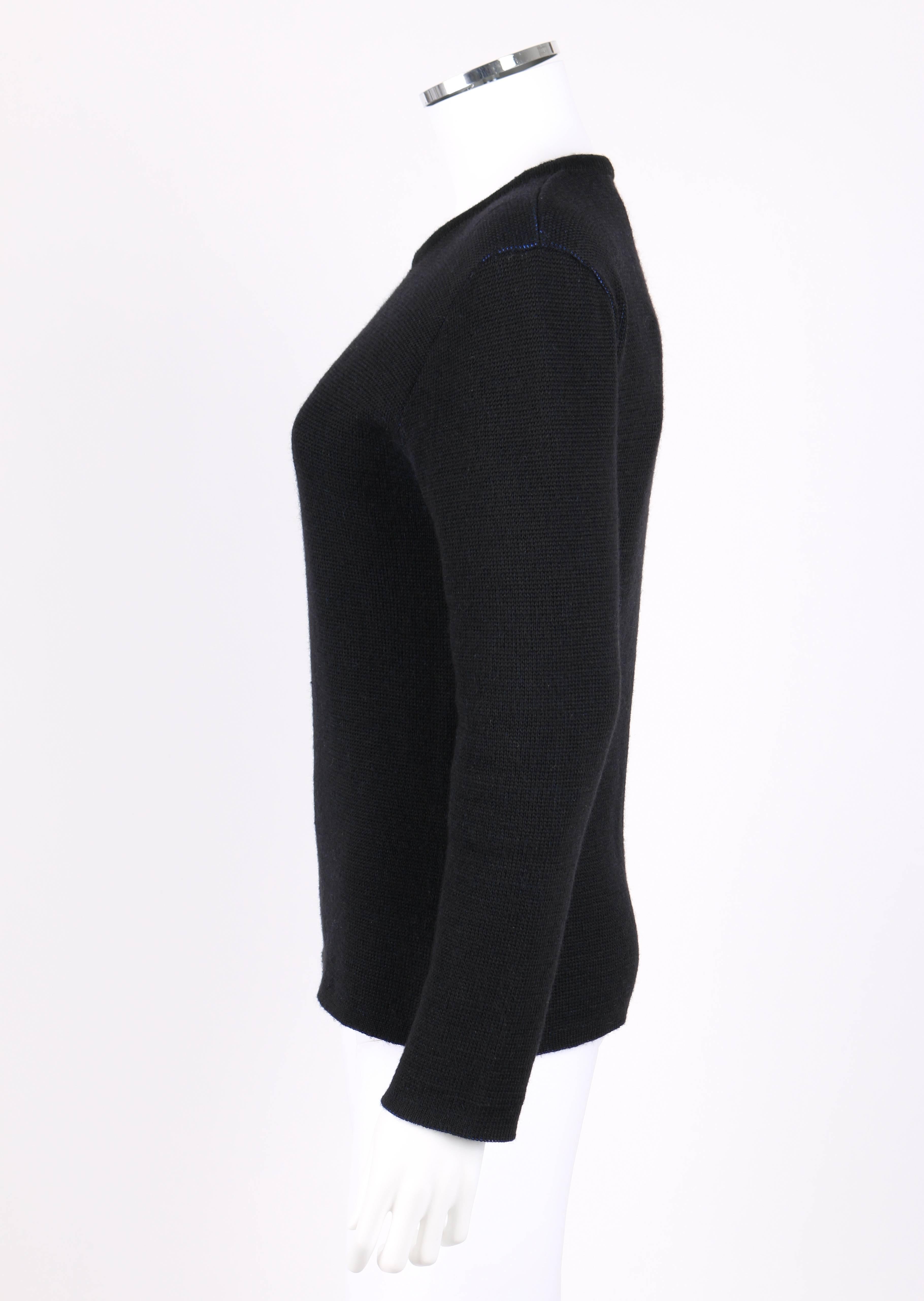 Black YVES SAINT LAURENT c.1980's Chinese Dragon Crewneck Sweater YSL Rare