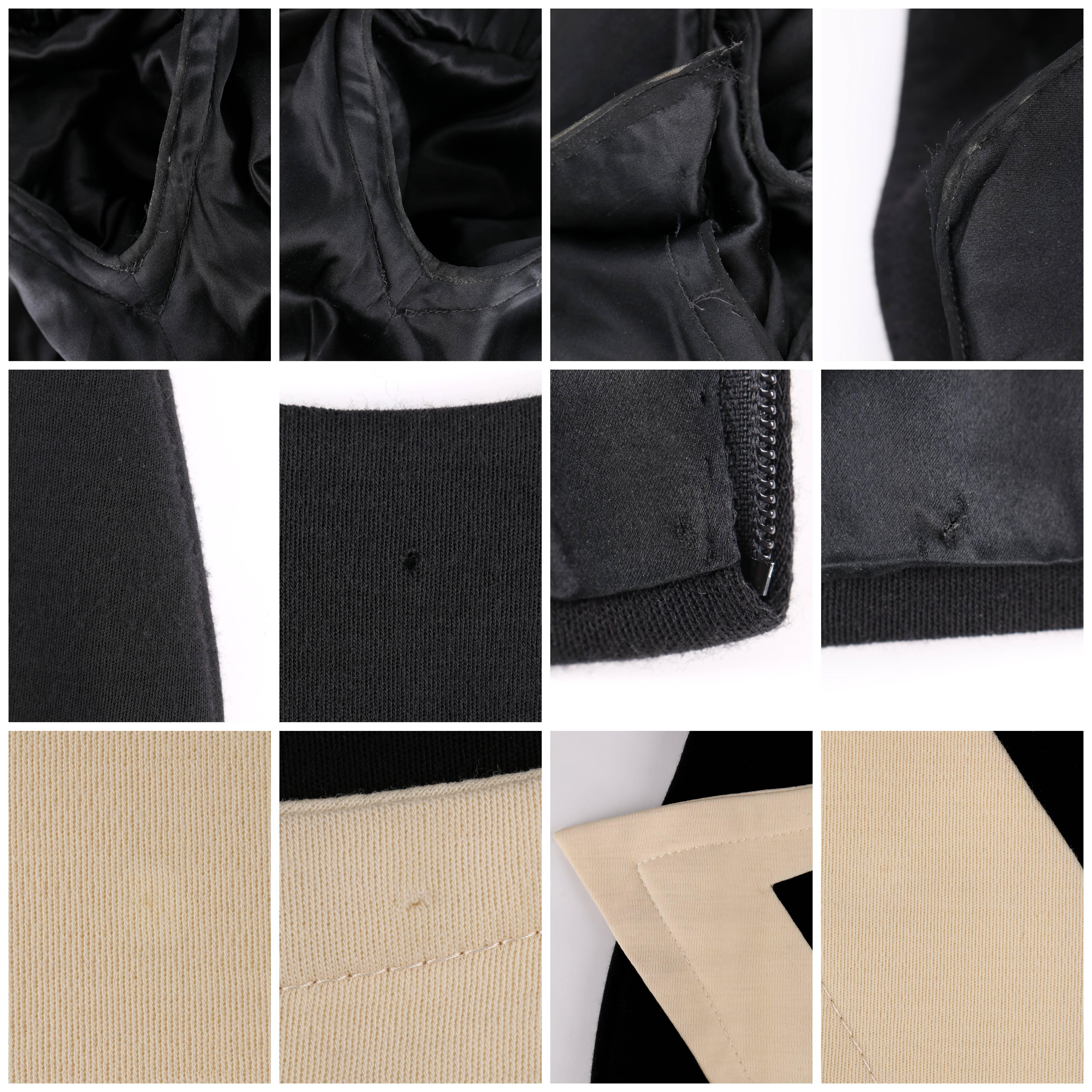 GALANOS c.1980's Black Ivory Avant Garde Zig Zag Panel Wool Knit Cocktail Dress For Sale 5