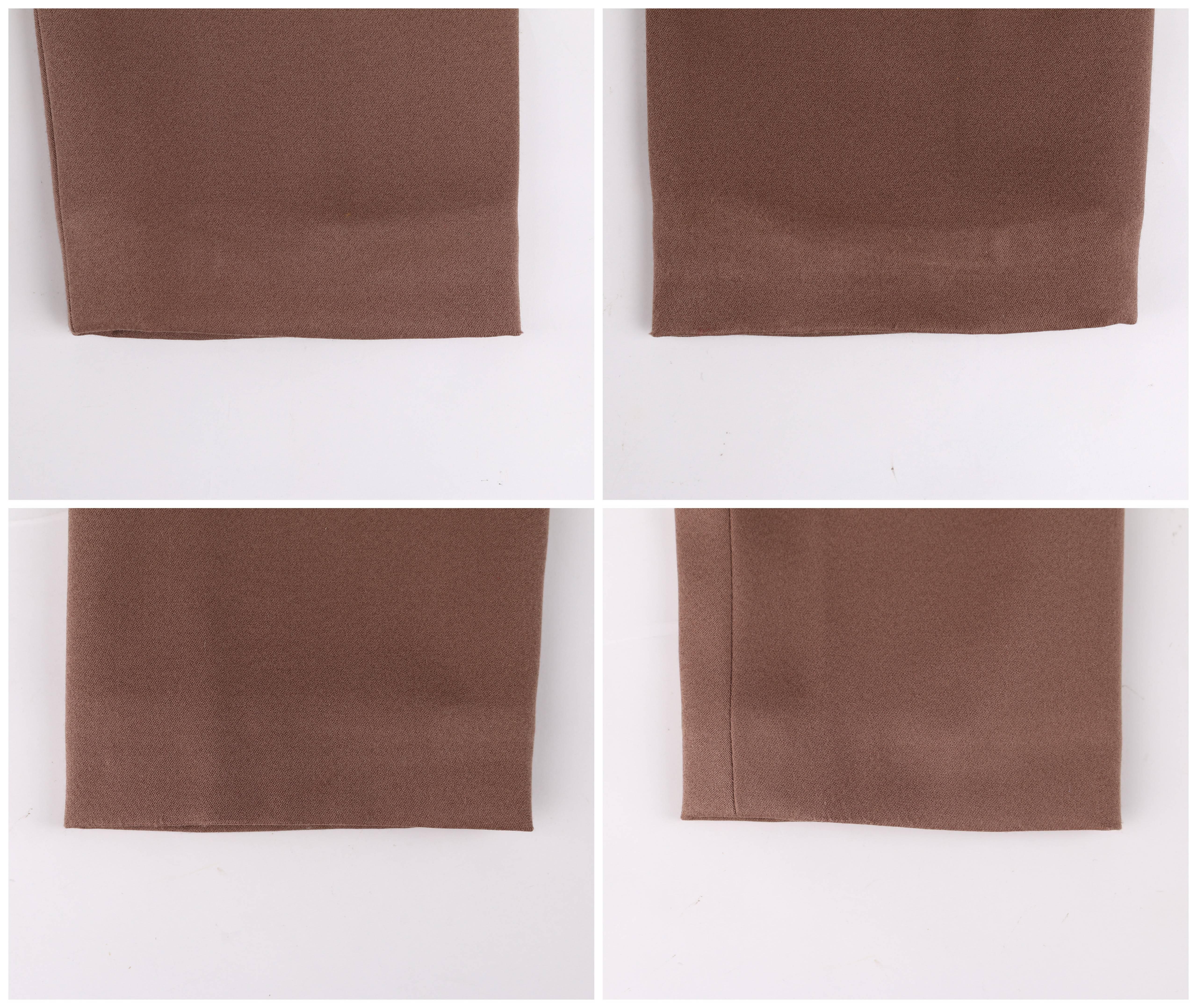 PIERRE CARDIN Takashimaya c.1960's Brown Silk Mod Circle Pocket Tunic Top For Sale 4