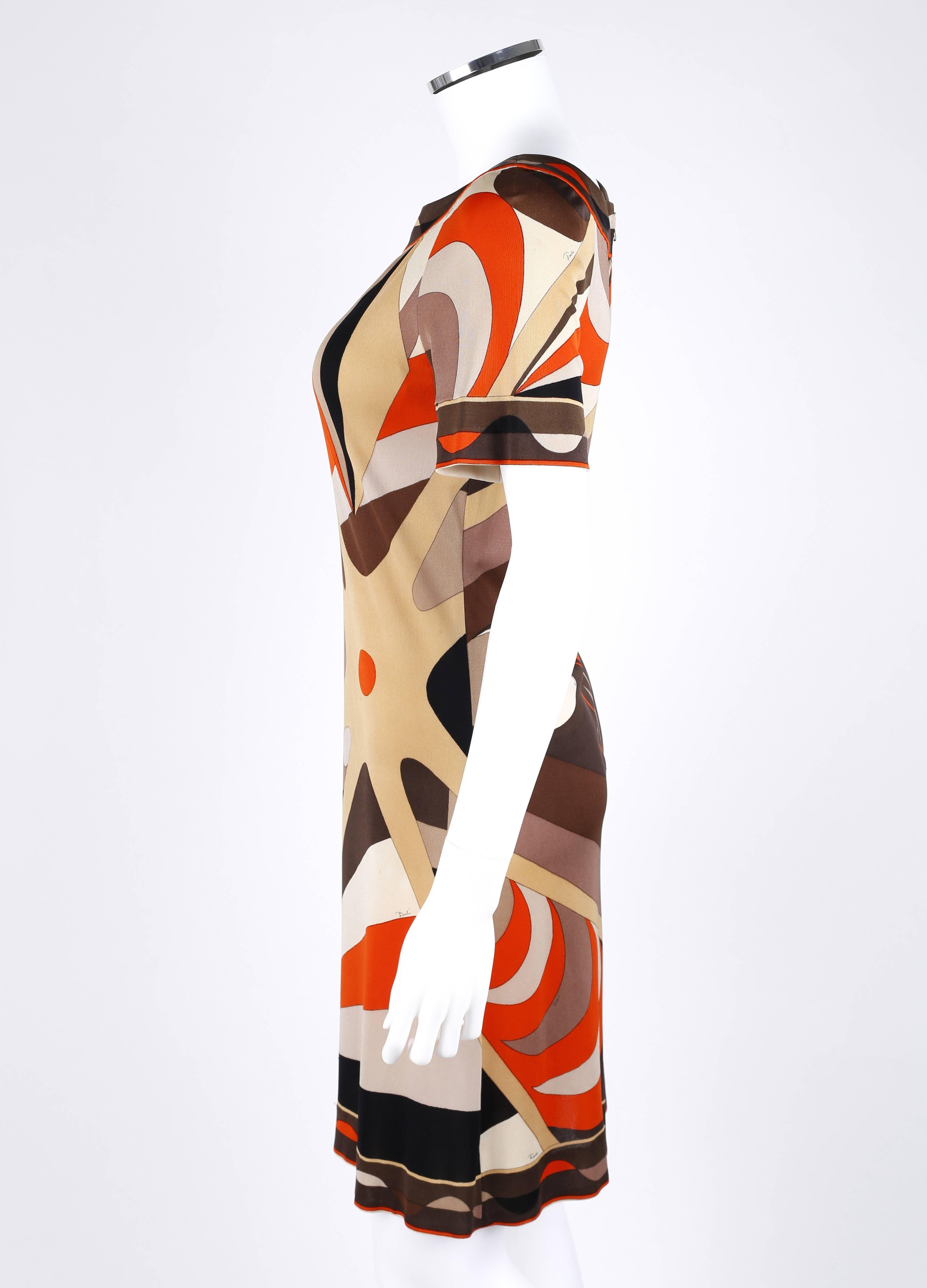 EMILIO PUCCI ca. 1960er Jahre Mehrfarbiges Seiden-Shiftkleid mit Op-Art-Druck Damen im Angebot