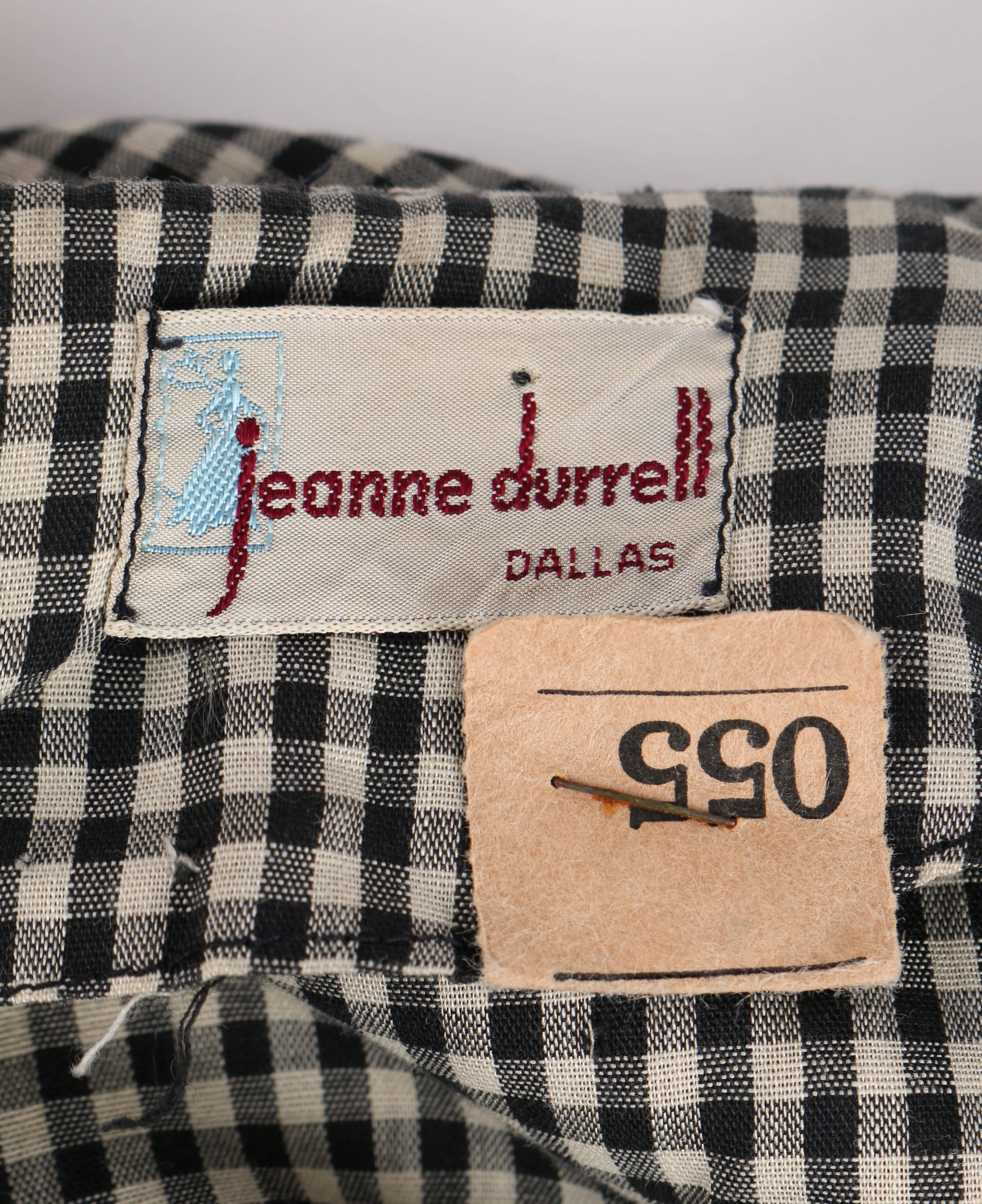 JEANNE DURRELL c.1950's Black White Gingham Avant Garde Applique Day Dress 4