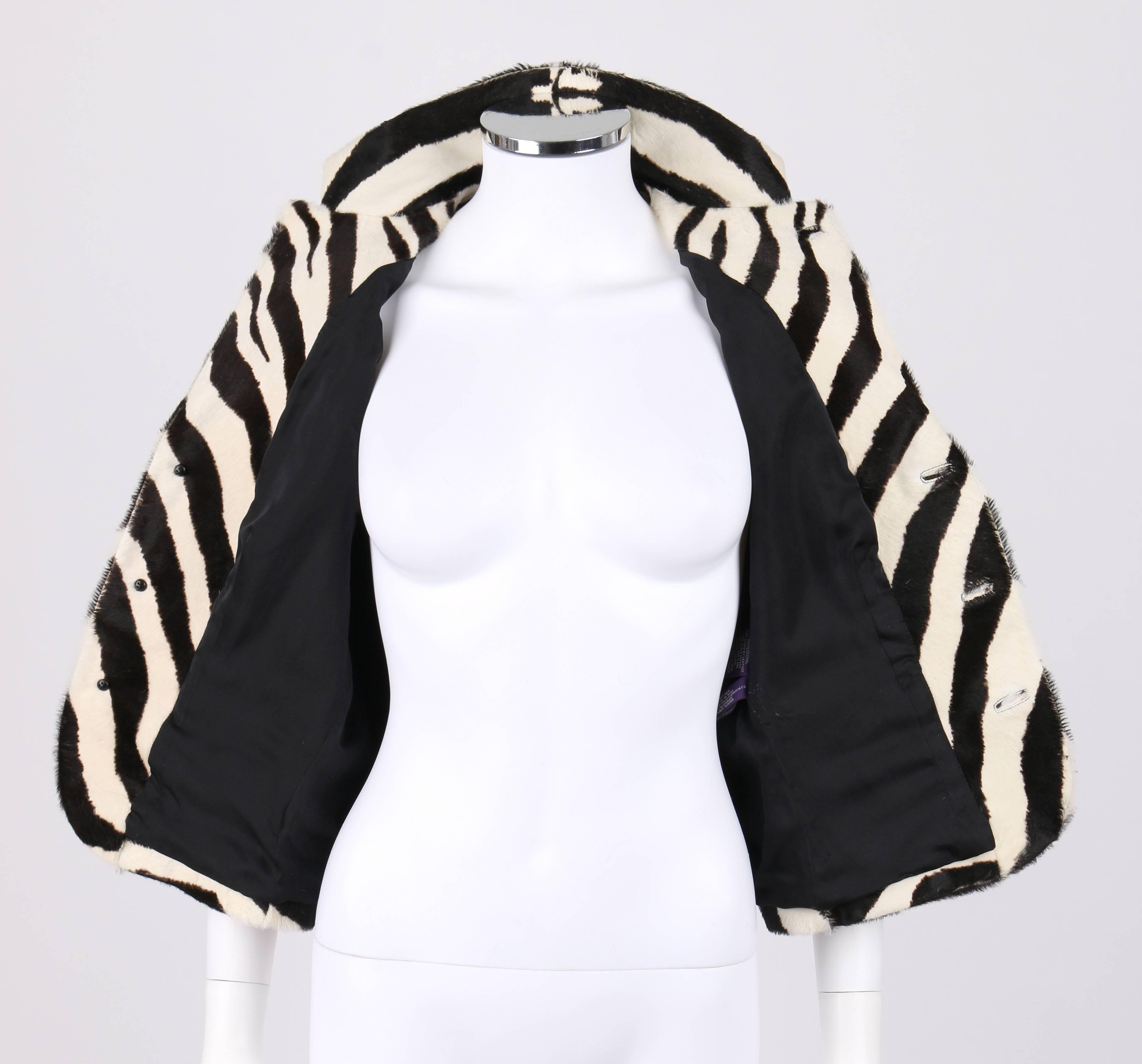 Beige RALPH LAUREN Collection Zebra Print Calf Hair Safari Vest NWT