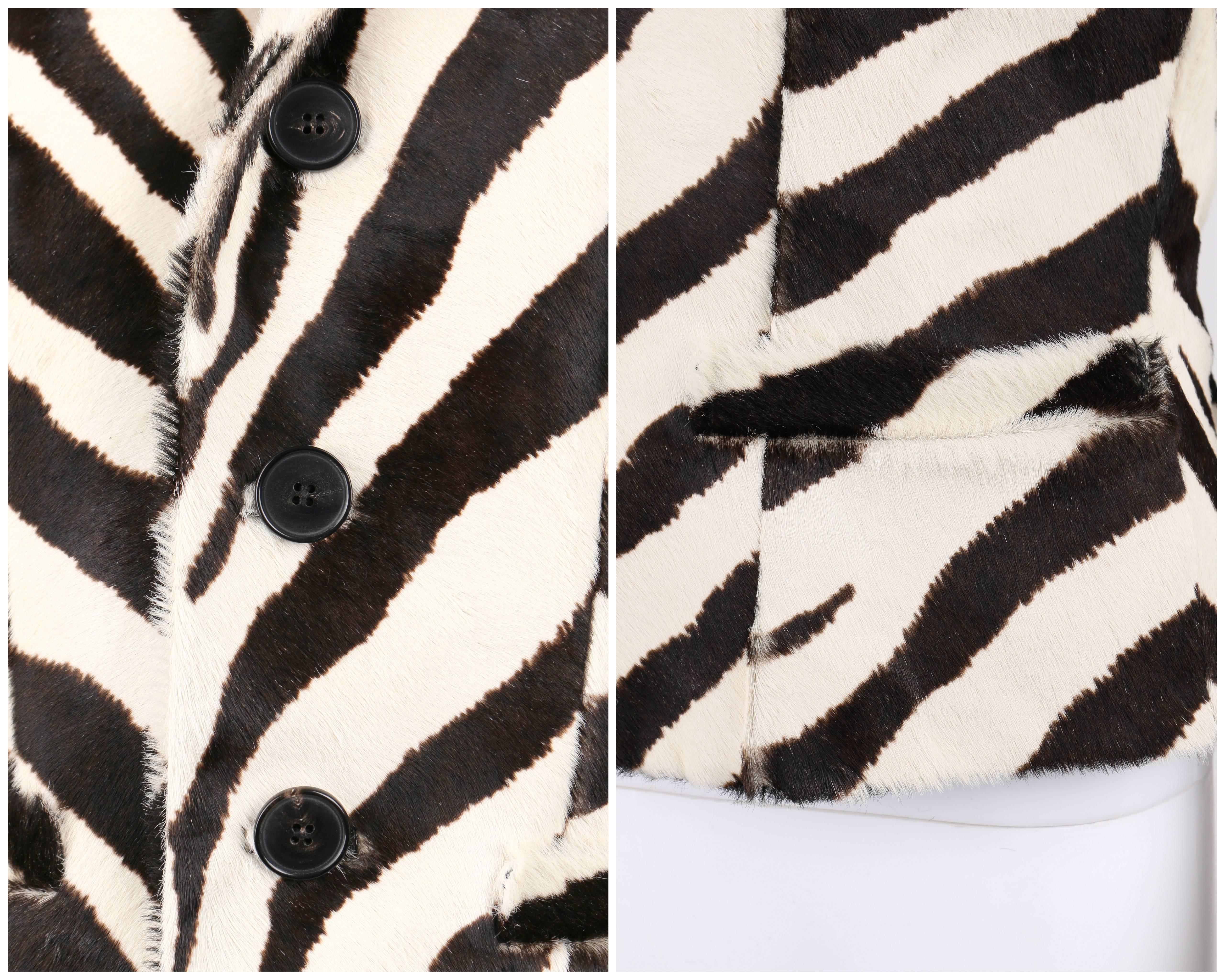 RALPH LAUREN Collection Zebra Print Calf Hair Safari Vest NWT In New Condition In Thiensville, WI