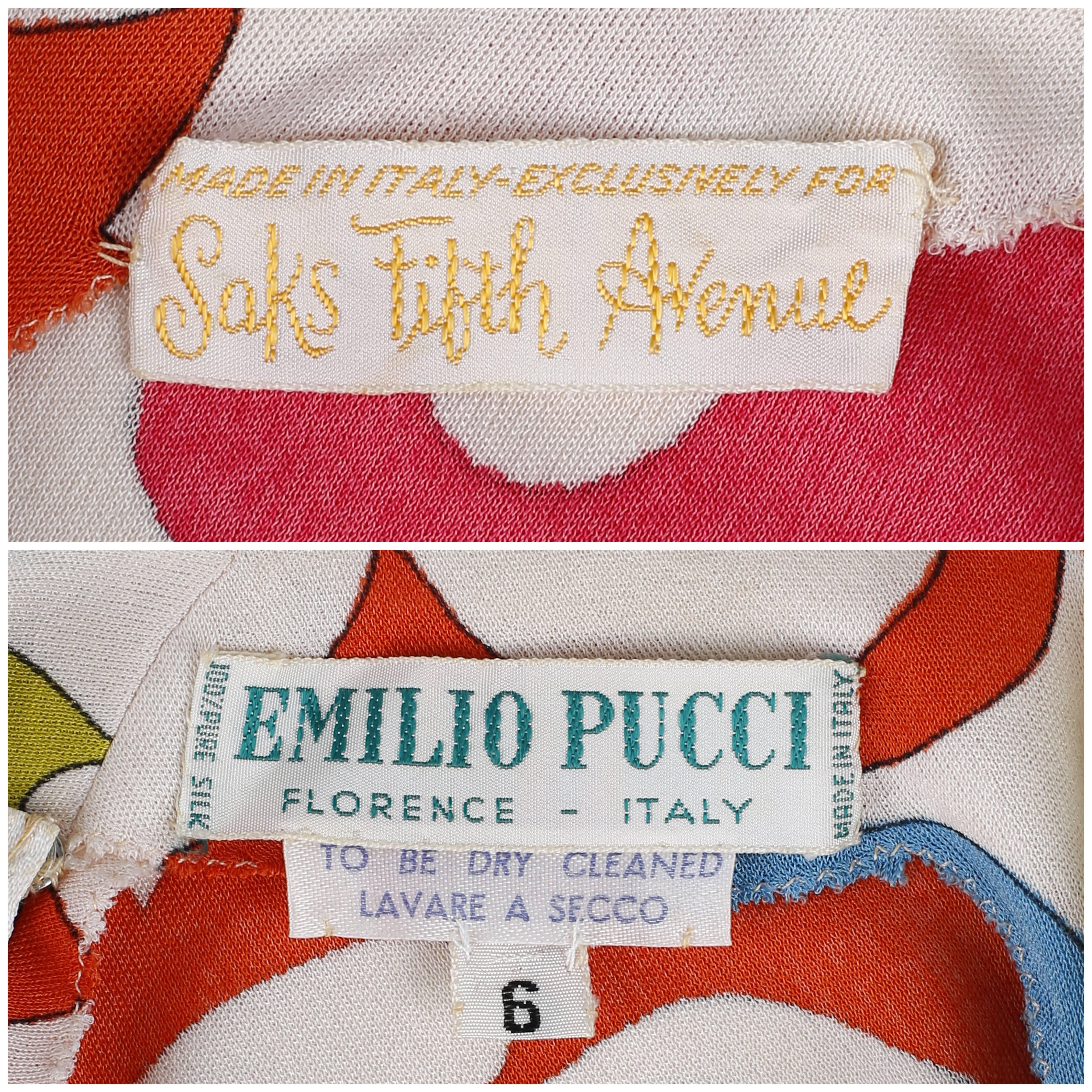 EMILIO PUCCI c.1960's Multicolor Abstract Signature Print Silk Shift Dress For Sale 1
