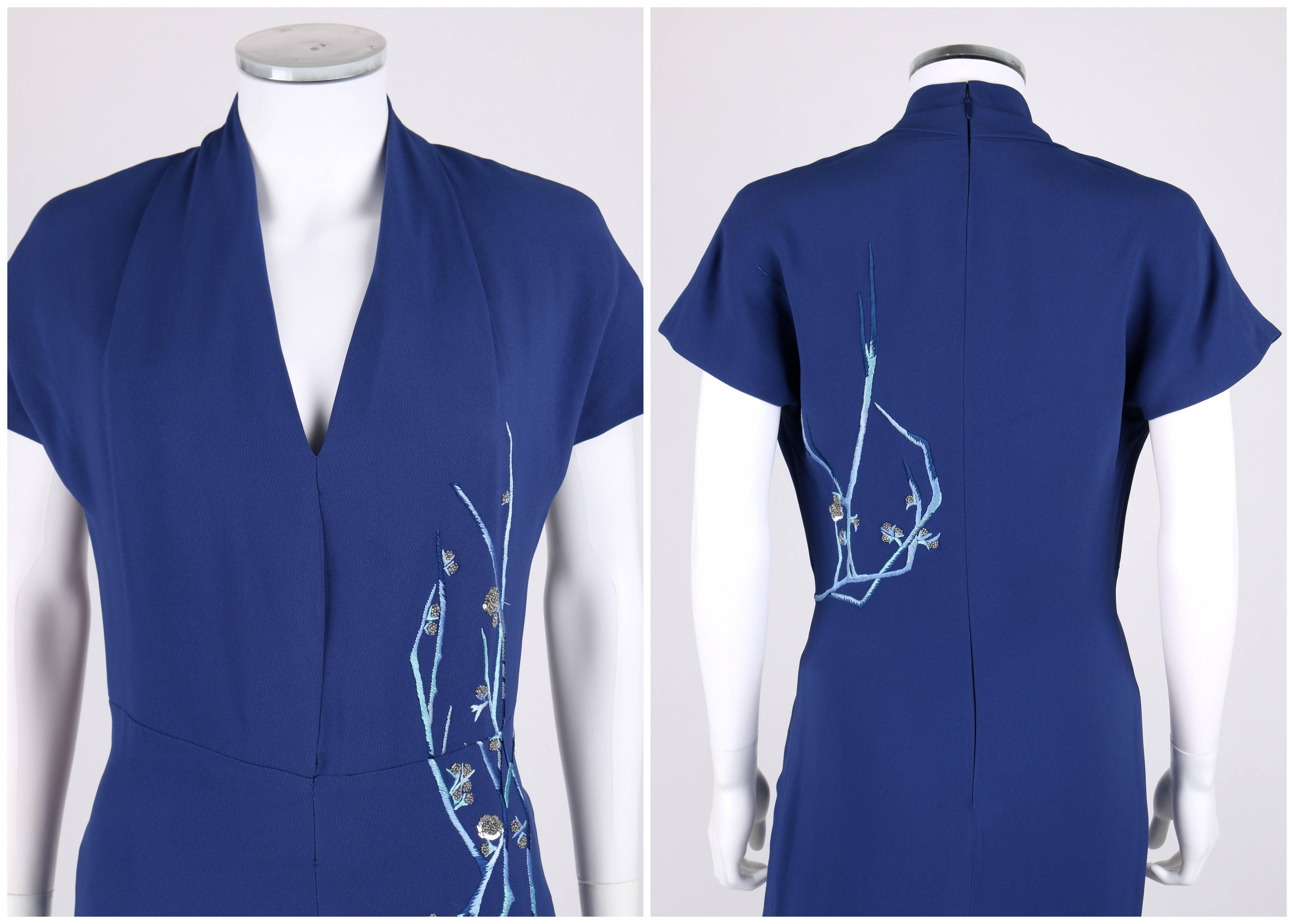 GIVENCHY Couture A/W 1998 ALEXANDER McQUEEN Royal Blue Floral Embroidered Dress 1