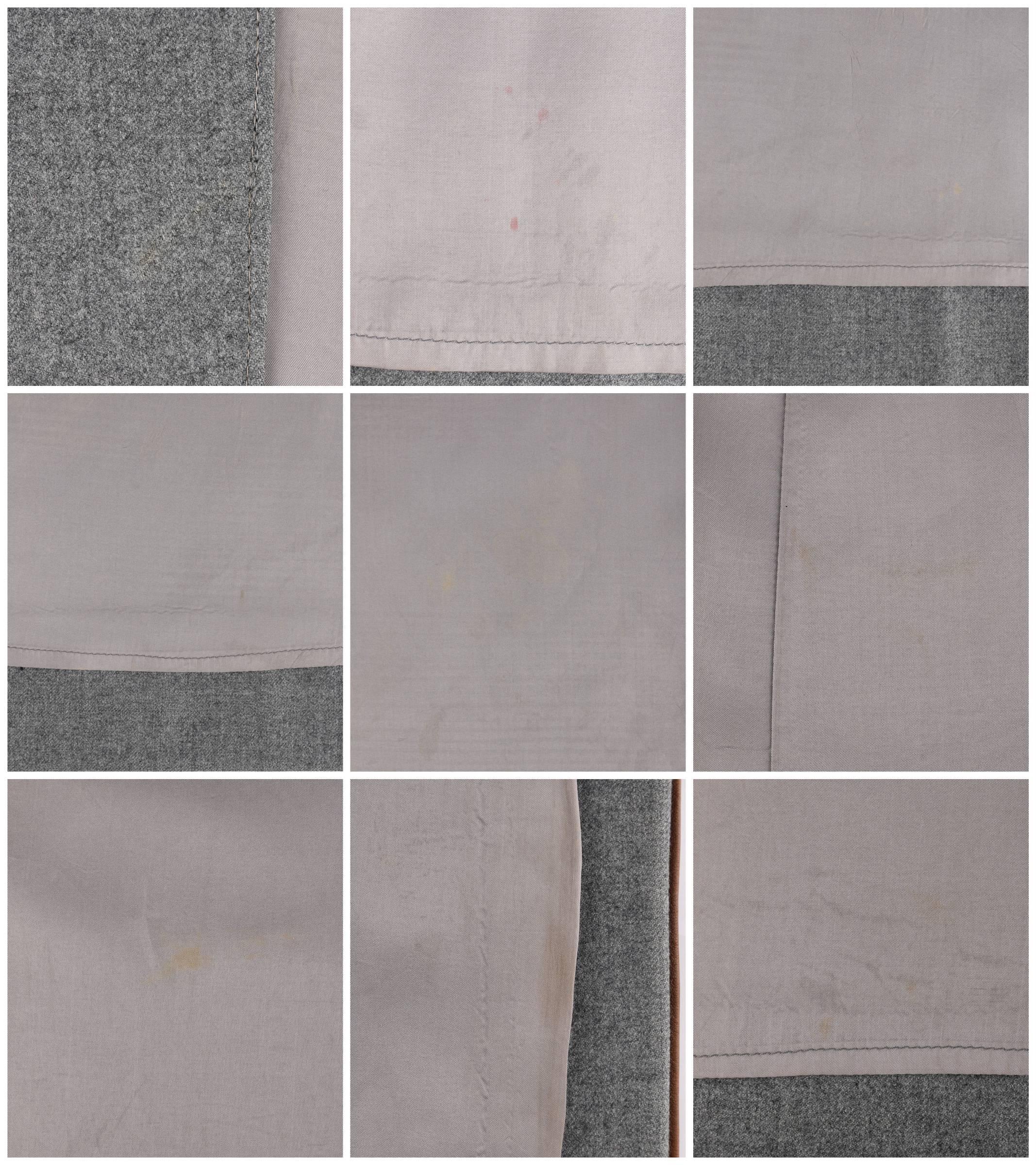 GUCCI Jupe portefeuille classique en laine grise avec bordure en cuir marron et passepoil, circa années 1970 en vente 5