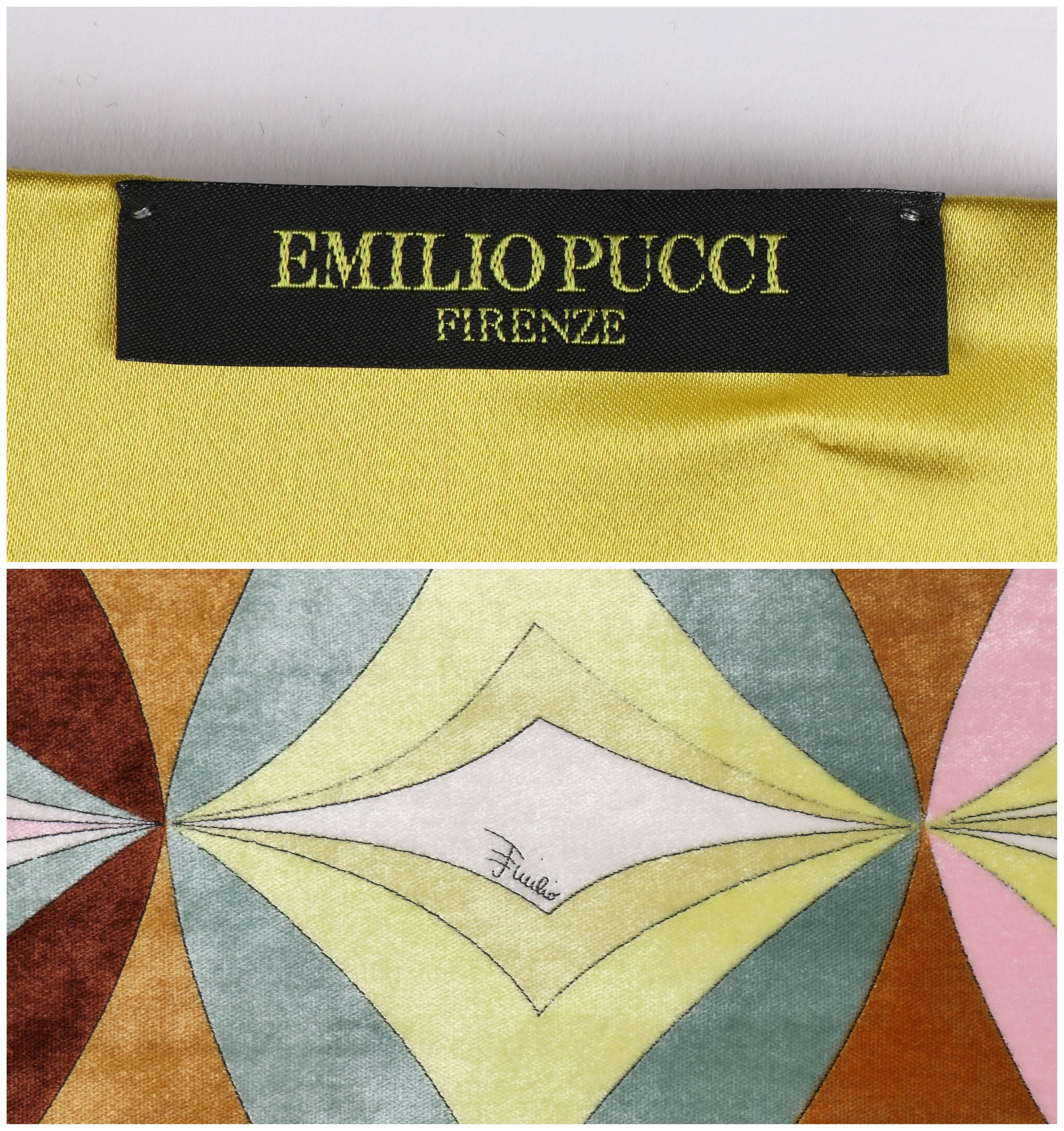 EMILIO PUCCI A/W 2004 Multicolor Geometric Op Art Velvet Print Oblong Scarf 3