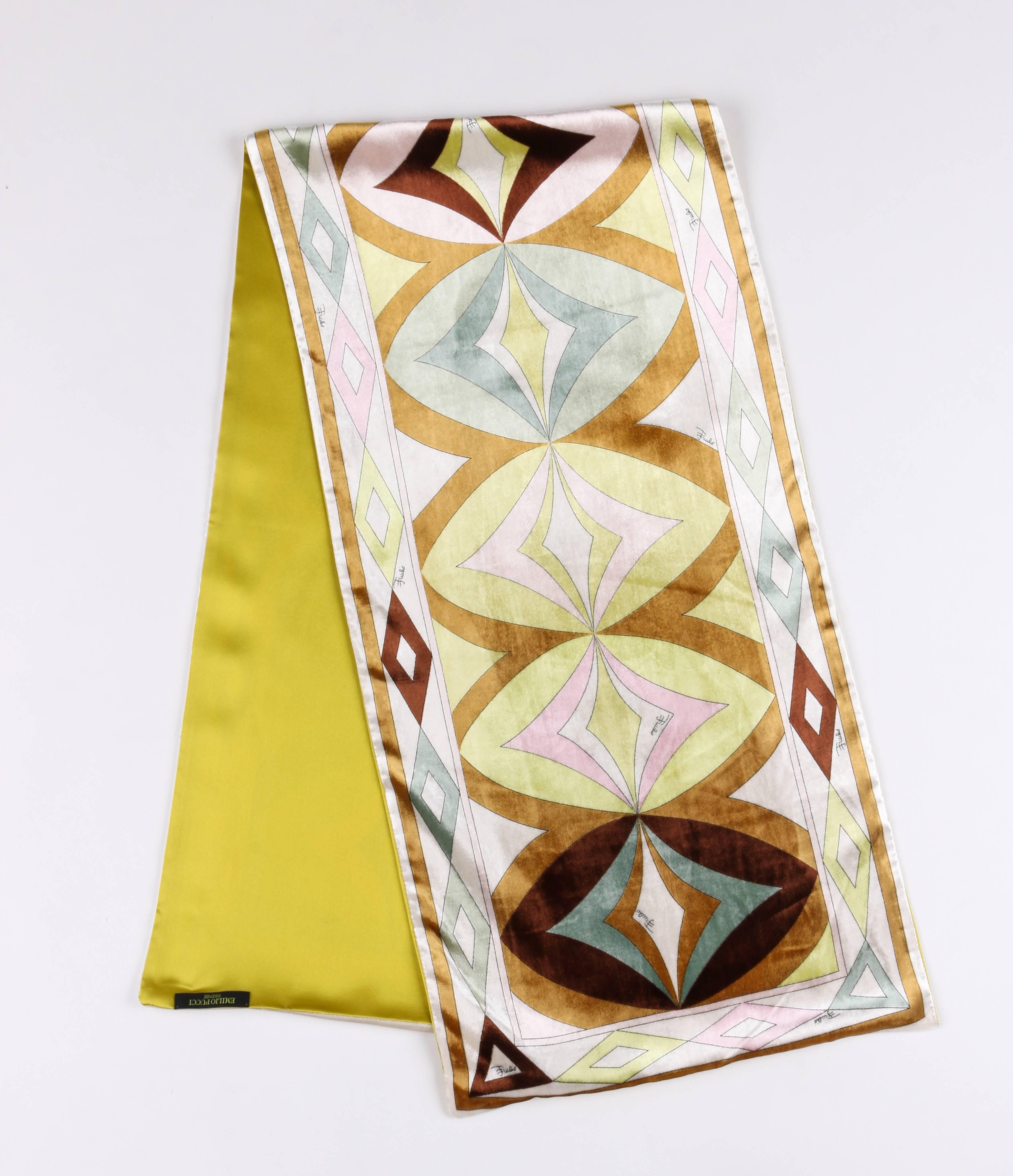 EMILIO PUCCI A/W 2004 Multicolor Geometric Op Art Velvet Print Oblong Scarf In Excellent Condition In Thiensville, WI