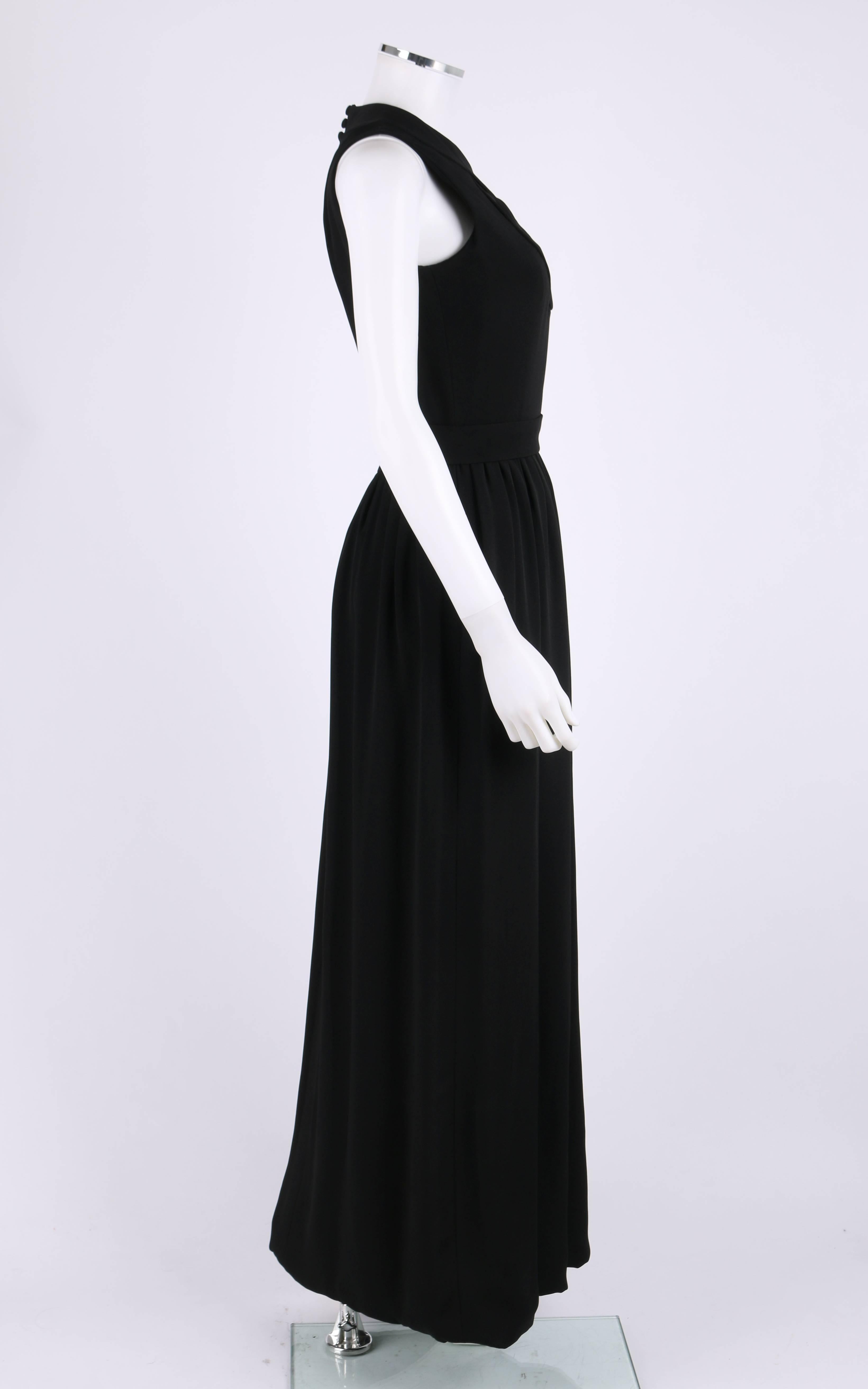 DONALD BROOKS c.1960's Black Belted Sleeveless Keyhole Dress Evening Gown 1