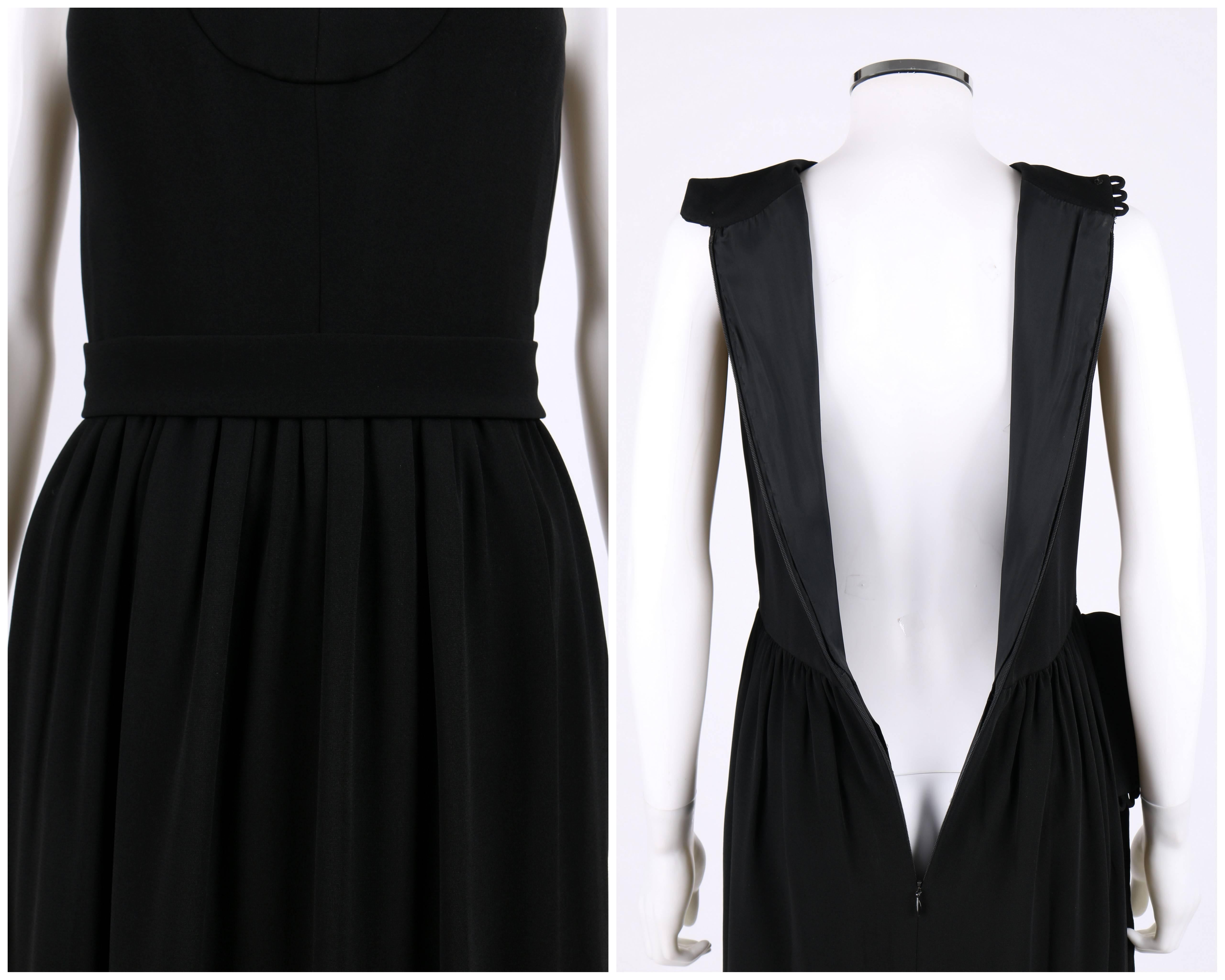 DONALD BROOKS c.1960's Black Belted Sleeveless Keyhole Dress Evening Gown 3