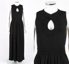 DONALD BROOKS c.1960's Black Belted Sleeveless Keyhole Dress Evening Gown