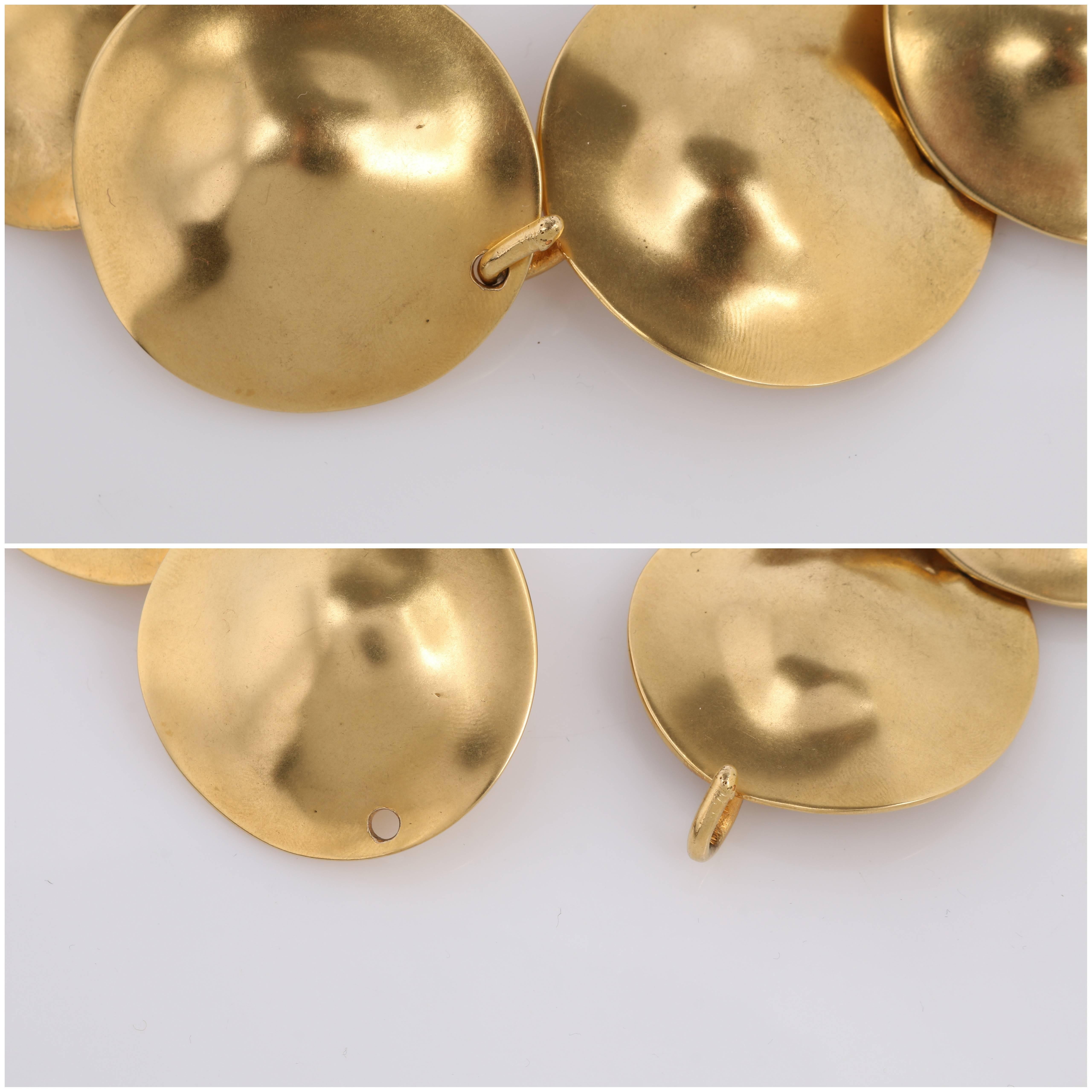 ROBERT LEE MORRIS c.1981 24K Gold Plated Brass Sculpted Disc Art Wear Necklace 2
