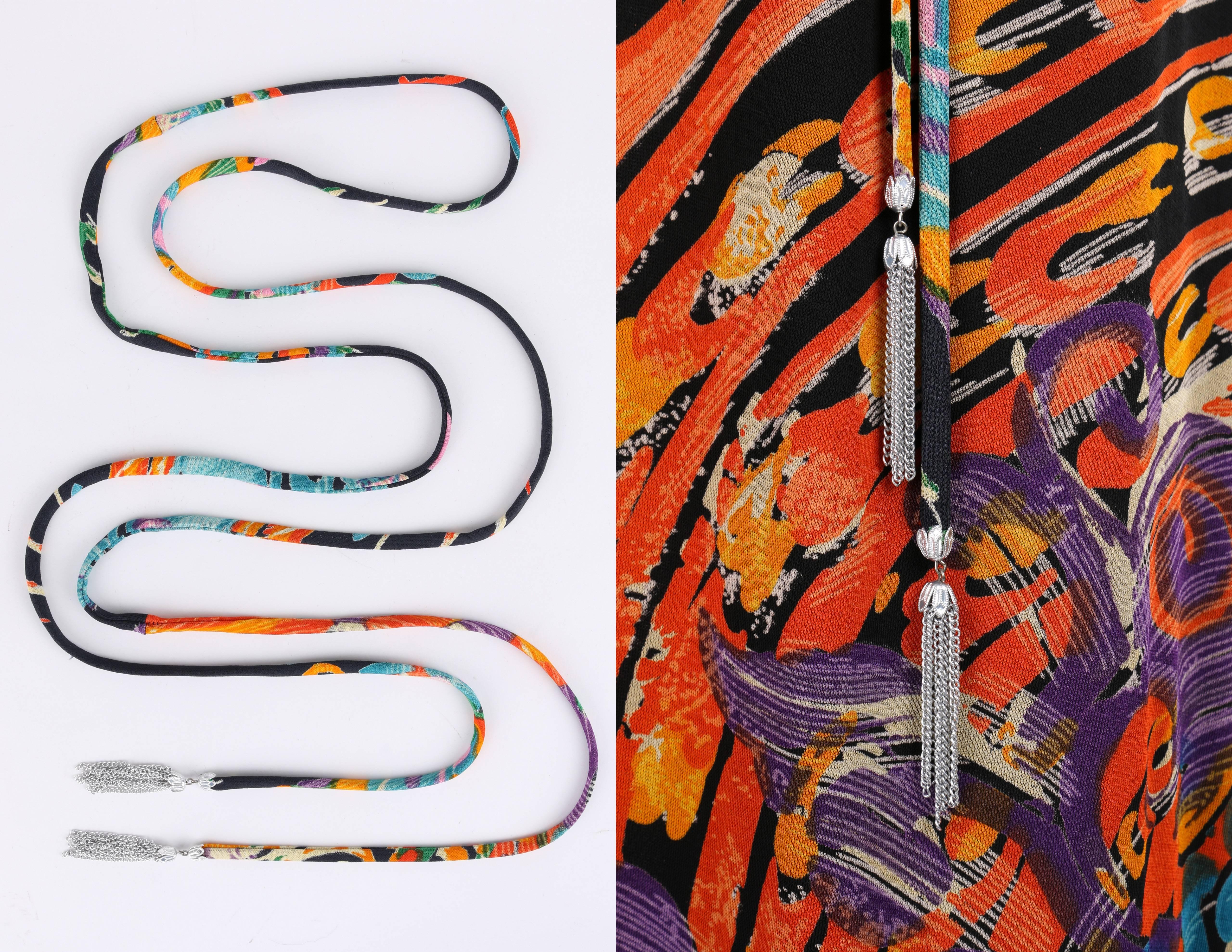 Robe longue et ceinture GIVENCHY Nouvelle Boutique à imprimé peint multicolore (années 1970) en vente 3