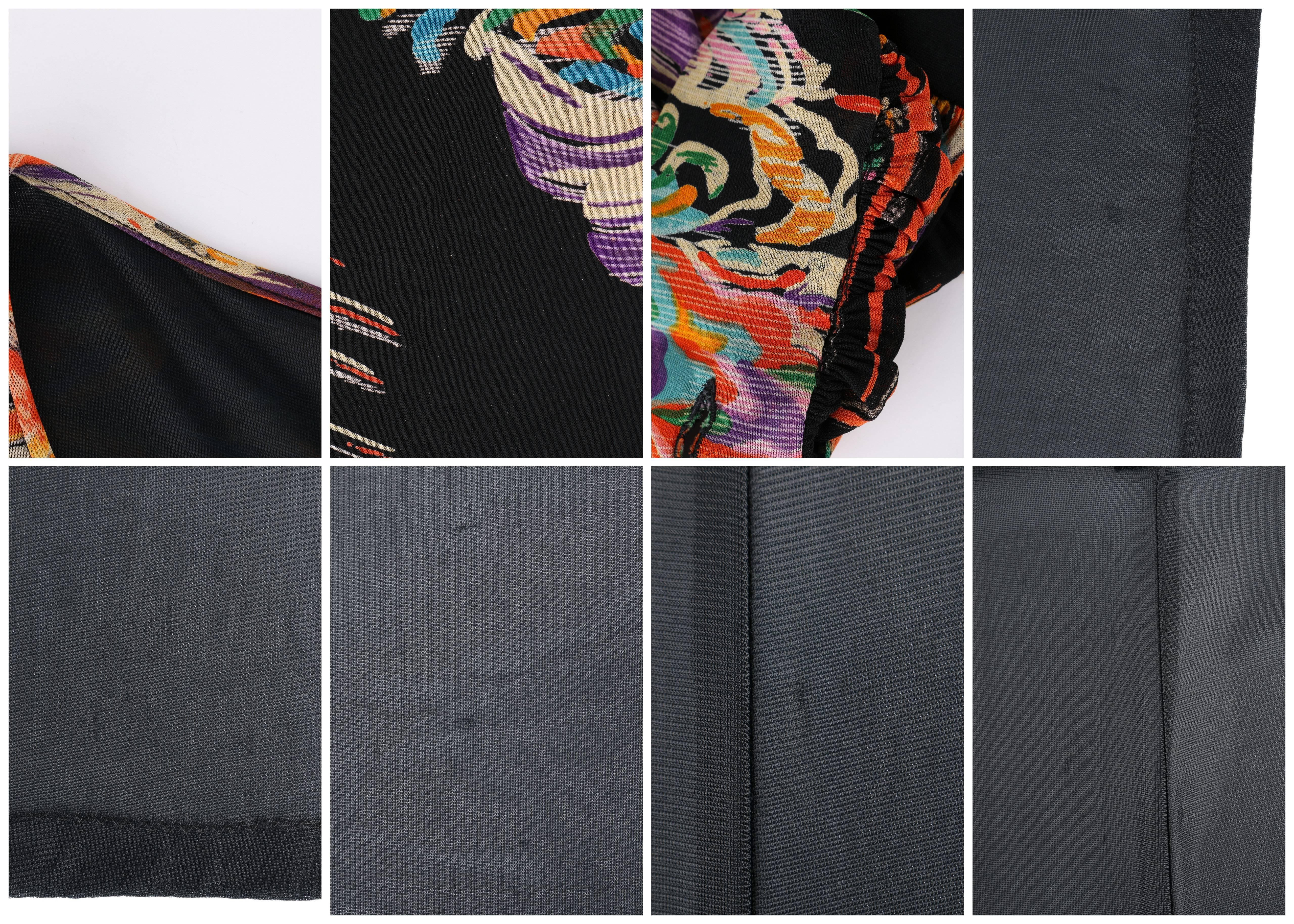Robe longue et ceinture GIVENCHY Nouvelle Boutique à imprimé peint multicolore (années 1970) en vente 5