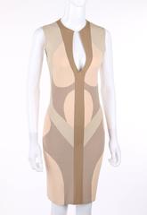 ALEXANDER McQUEEN Resort 2009 Beige Multicolor Colorblock Sheath Dress