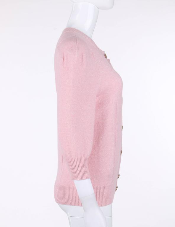 CHANEL Resort 2013 Light Pink Cashmere Linen 3/4 Sleeve Knit Cardigan