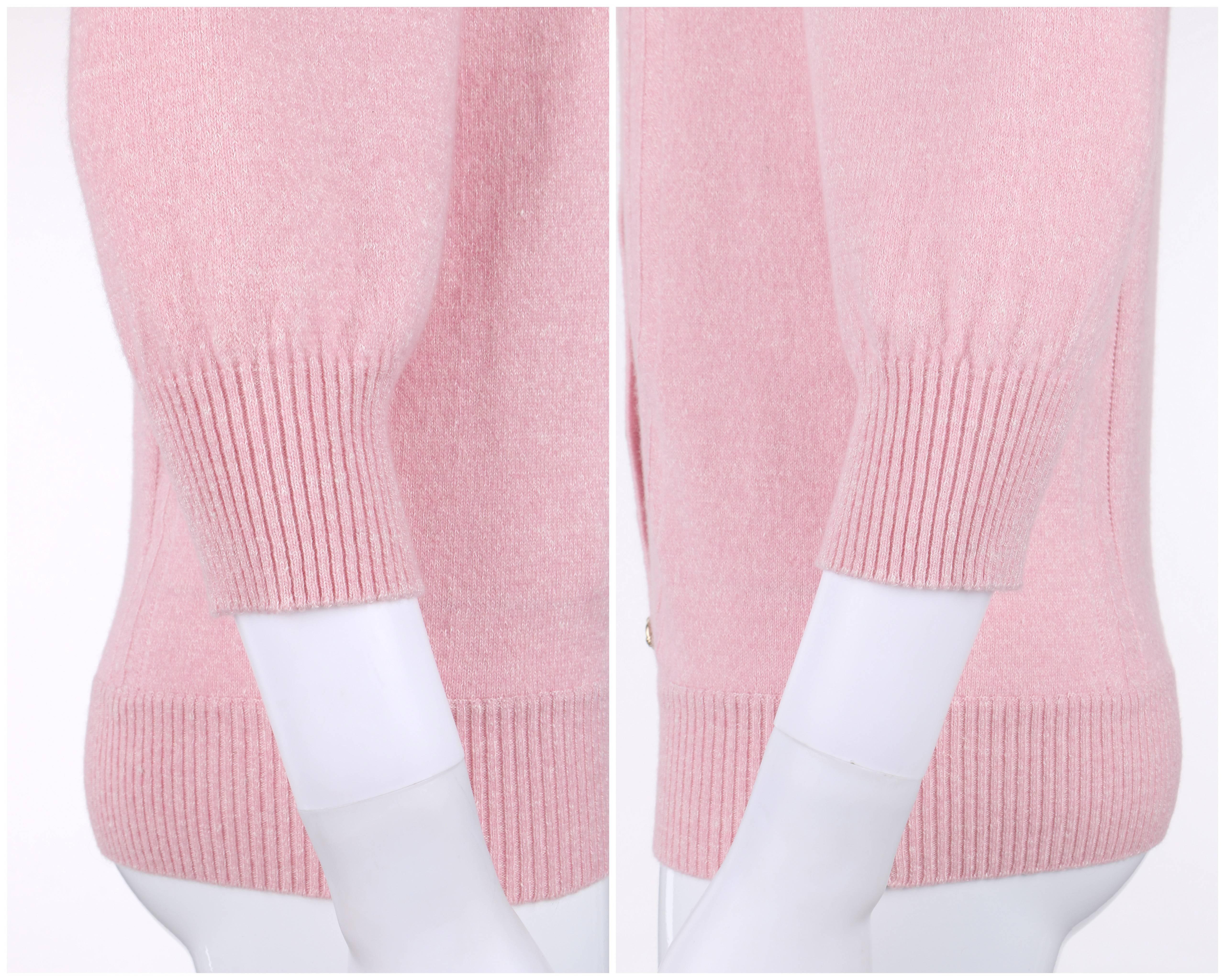 CHANEL Resort 2013 Light Pink Cashmere Linen 3/4 Sleeve Knit Cardigan Sweater 2