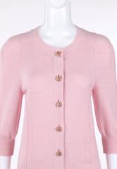 CHANEL Resort 2013 Light Pink Cashmere Linen 3/4 Sleeve Knit Cardigan Sweater