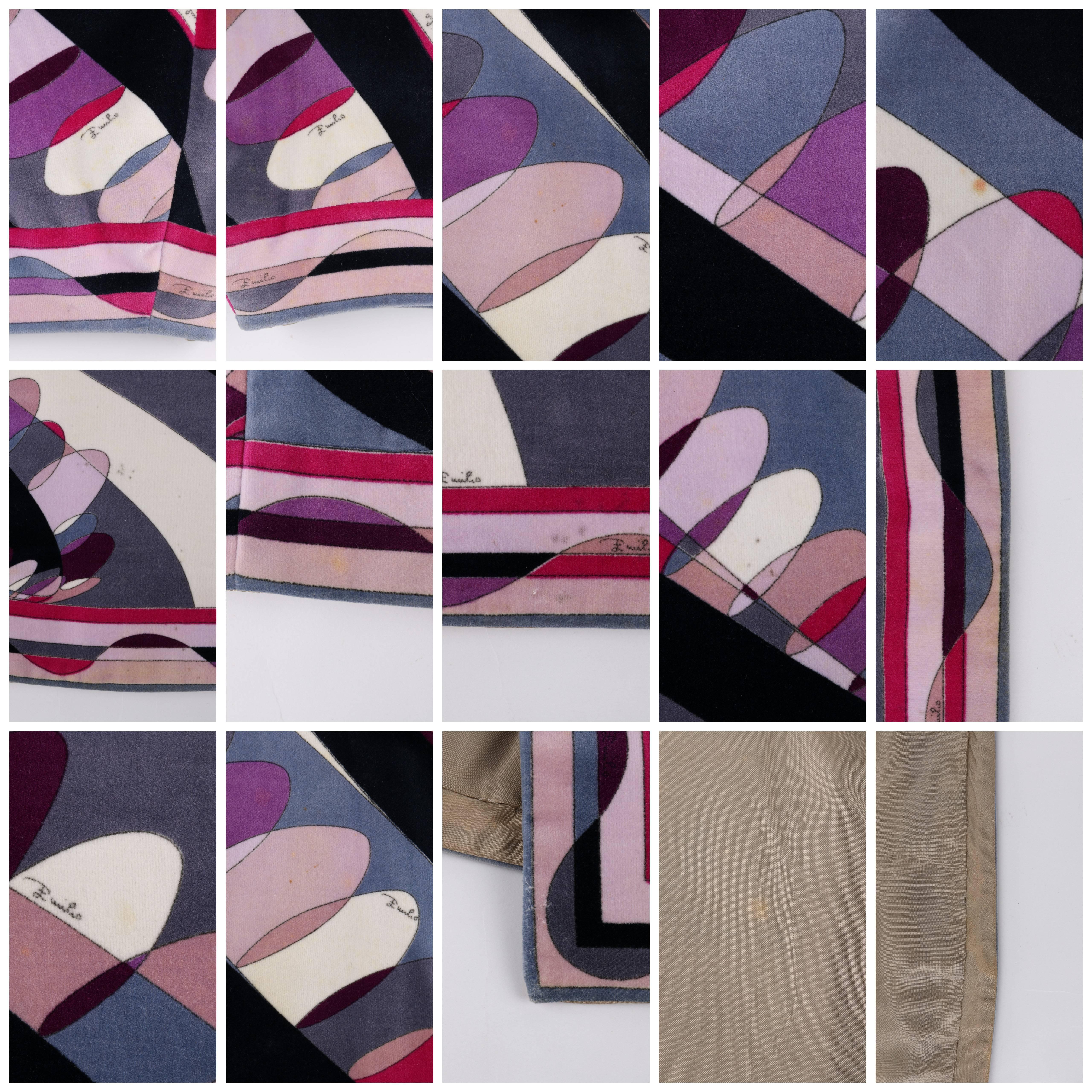 EMILIO PUCCI c.1960's 2 Pc Purple Signature Op Art Print Jacket Skirt Suit Set For Sale 4