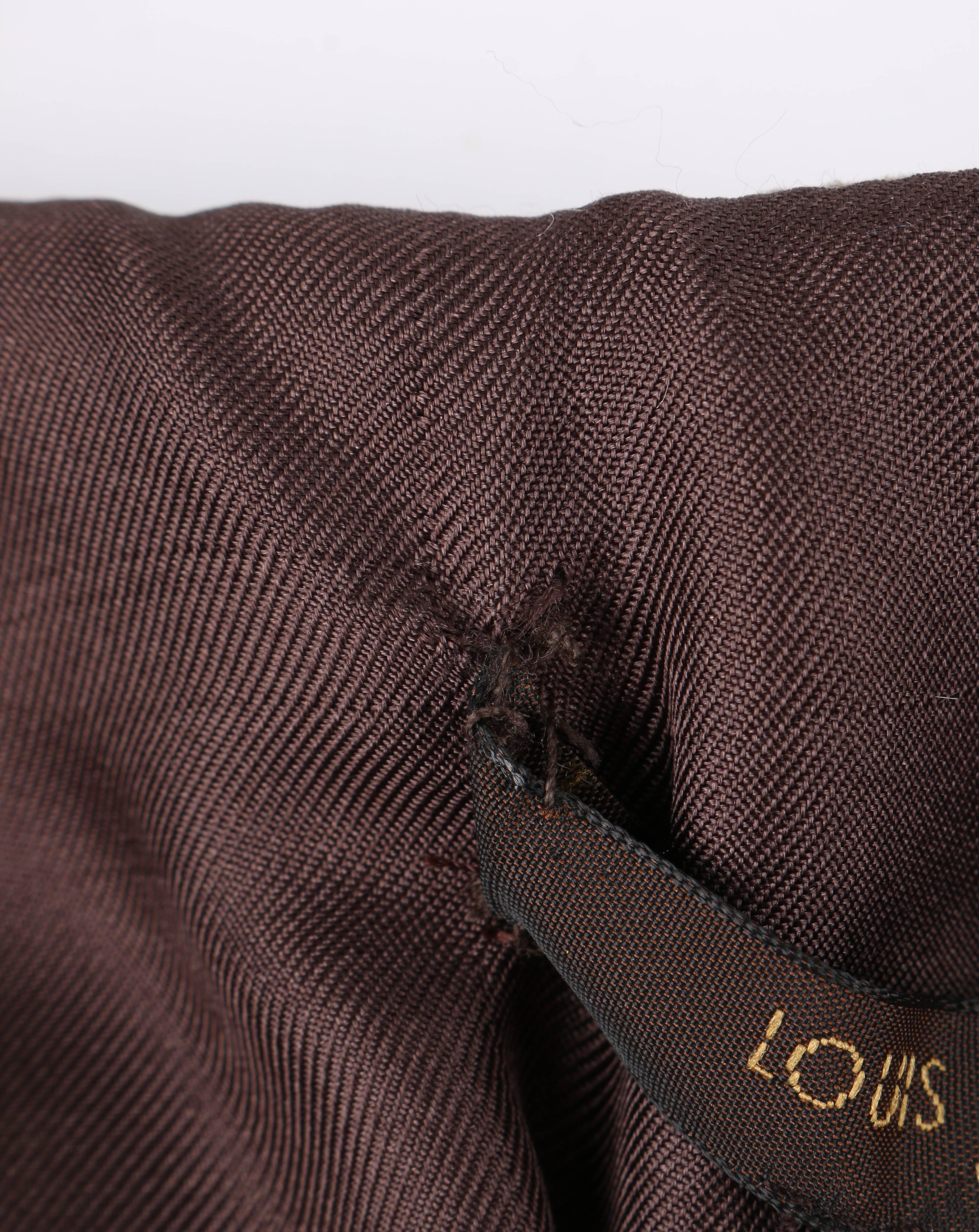 LOUIS VUITTON A/W 2006 Heathered Brown Wool Knit Velvet Detail Ruched Blouse Top 3