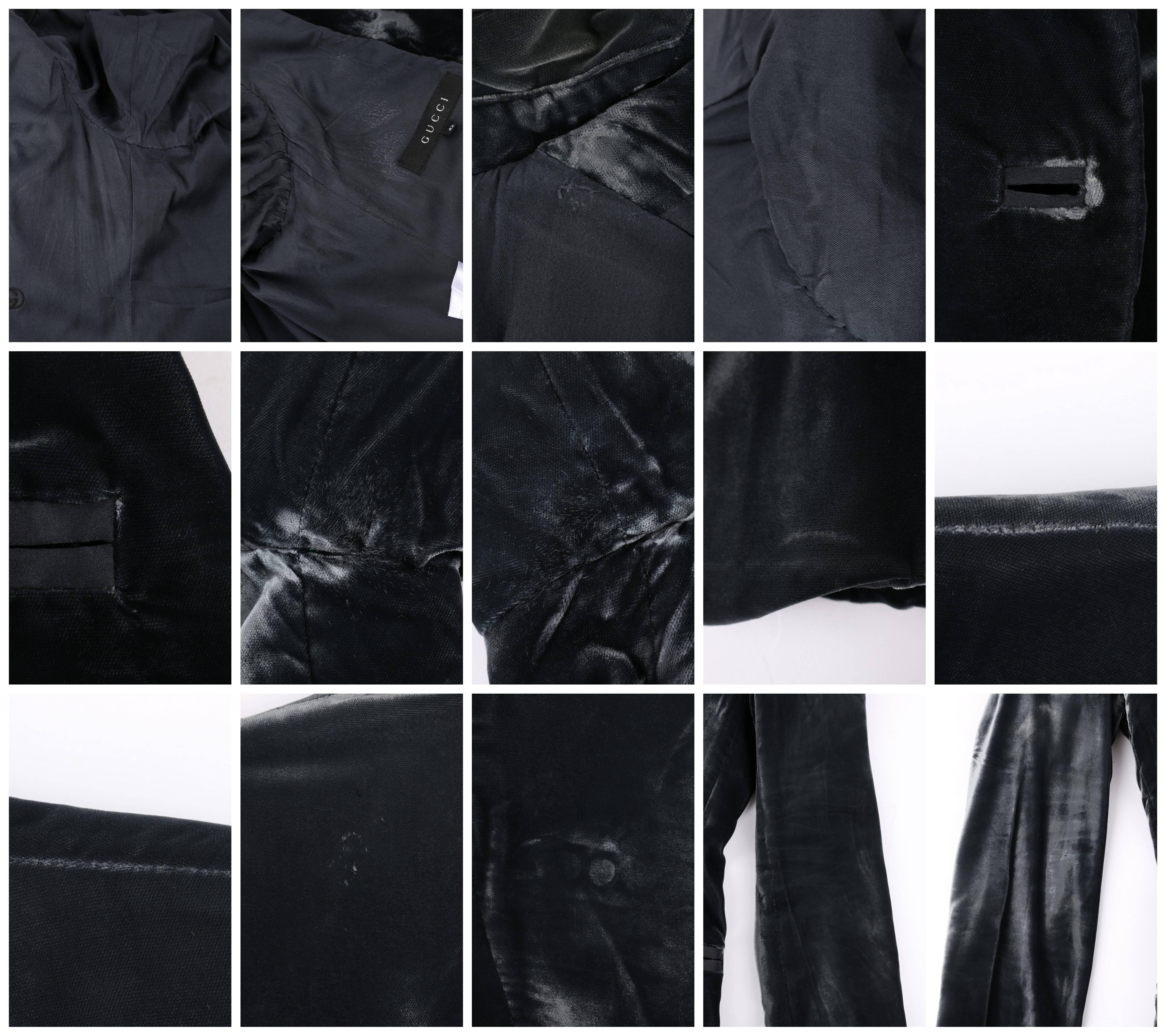 GUCCI A/W 2004 TOM FORD Charcoal Gray Velvet Peak Lapel Tuxedo Jacket Blazer 1