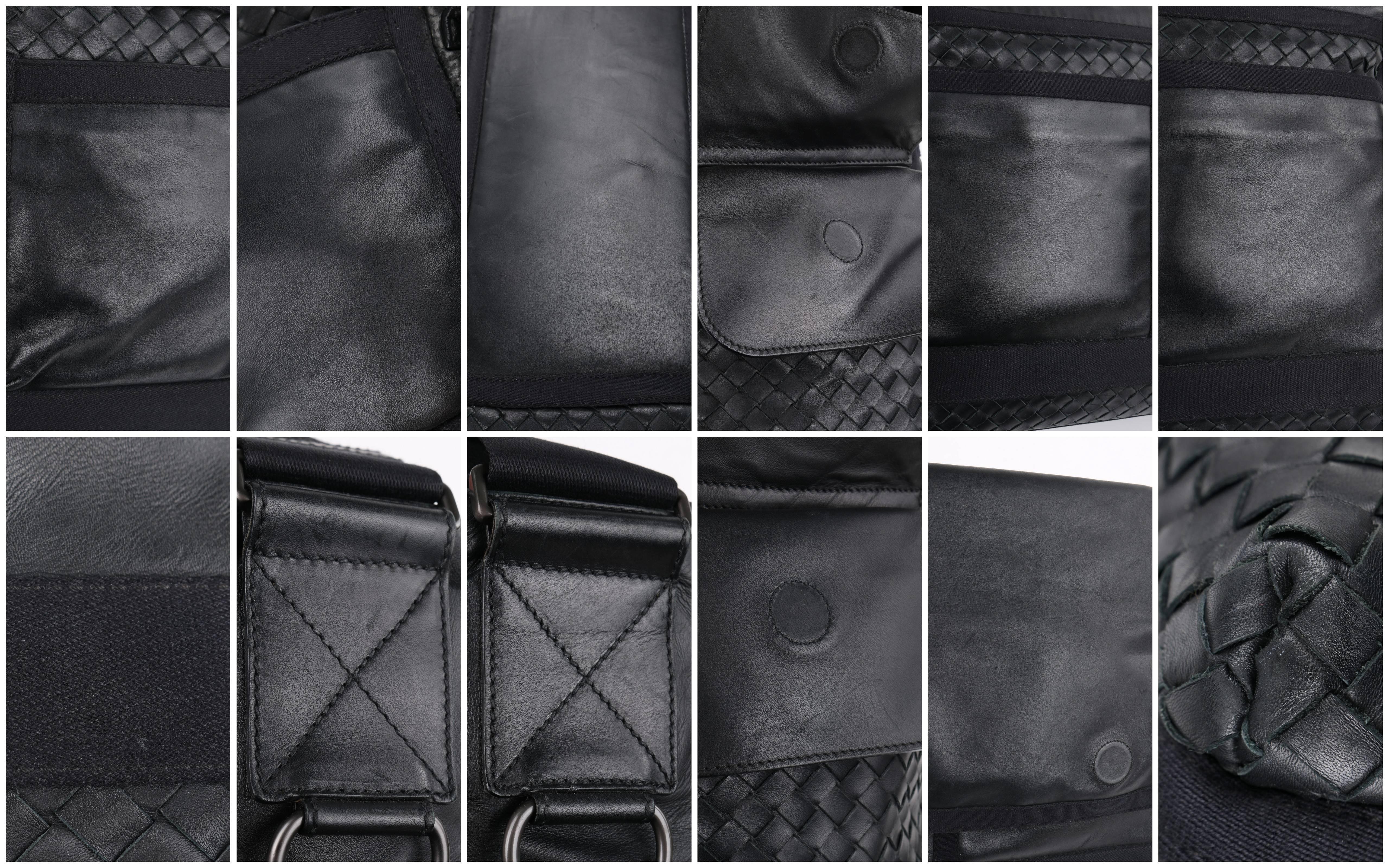 BOTTEGA VENETA S/S 2005 Black Intrecciato & Nappa Leather Large Messenger Bag 3