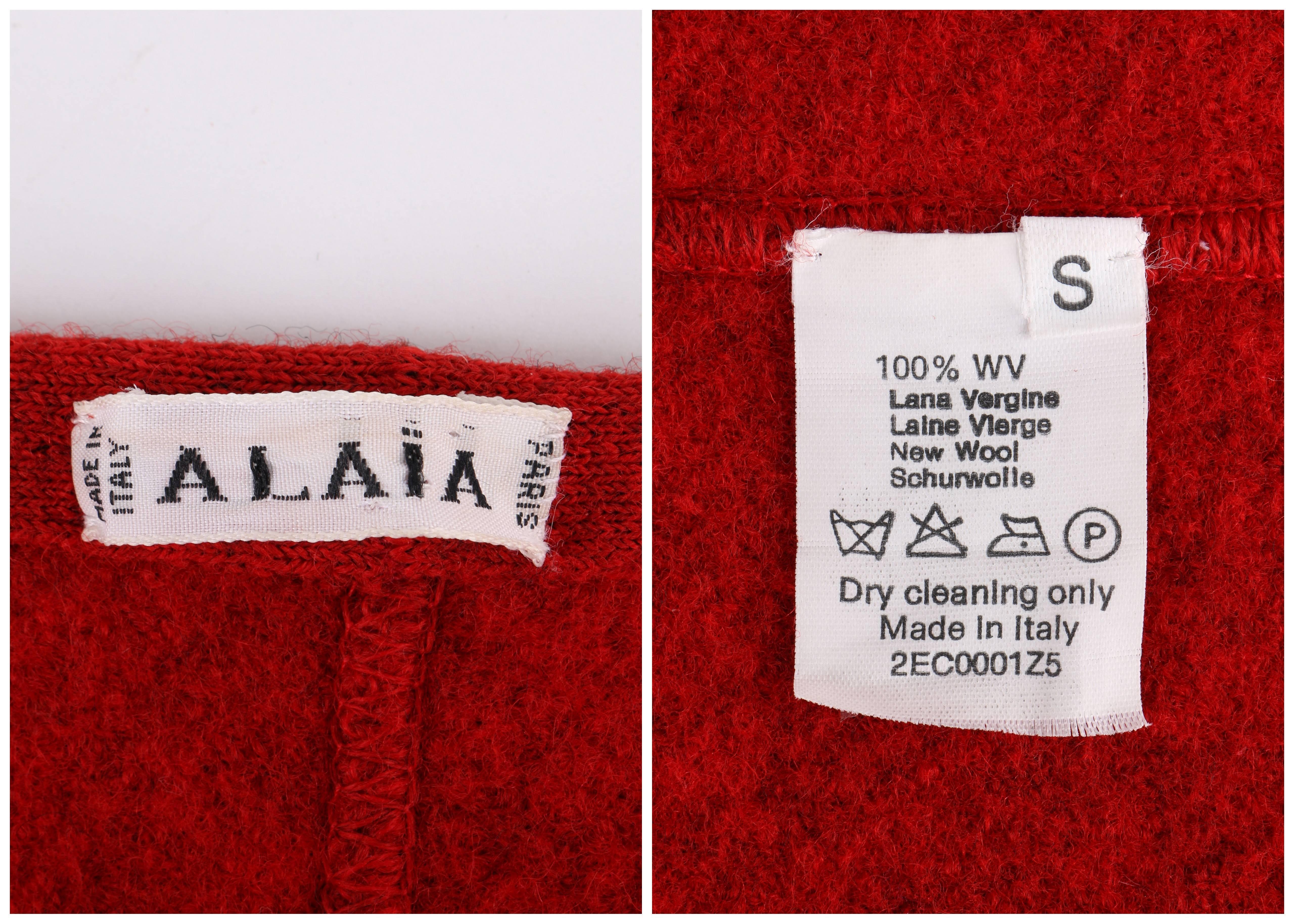 Women's ALAIA c.1990's Red Boiled Wool Classic A-Line Skirt 