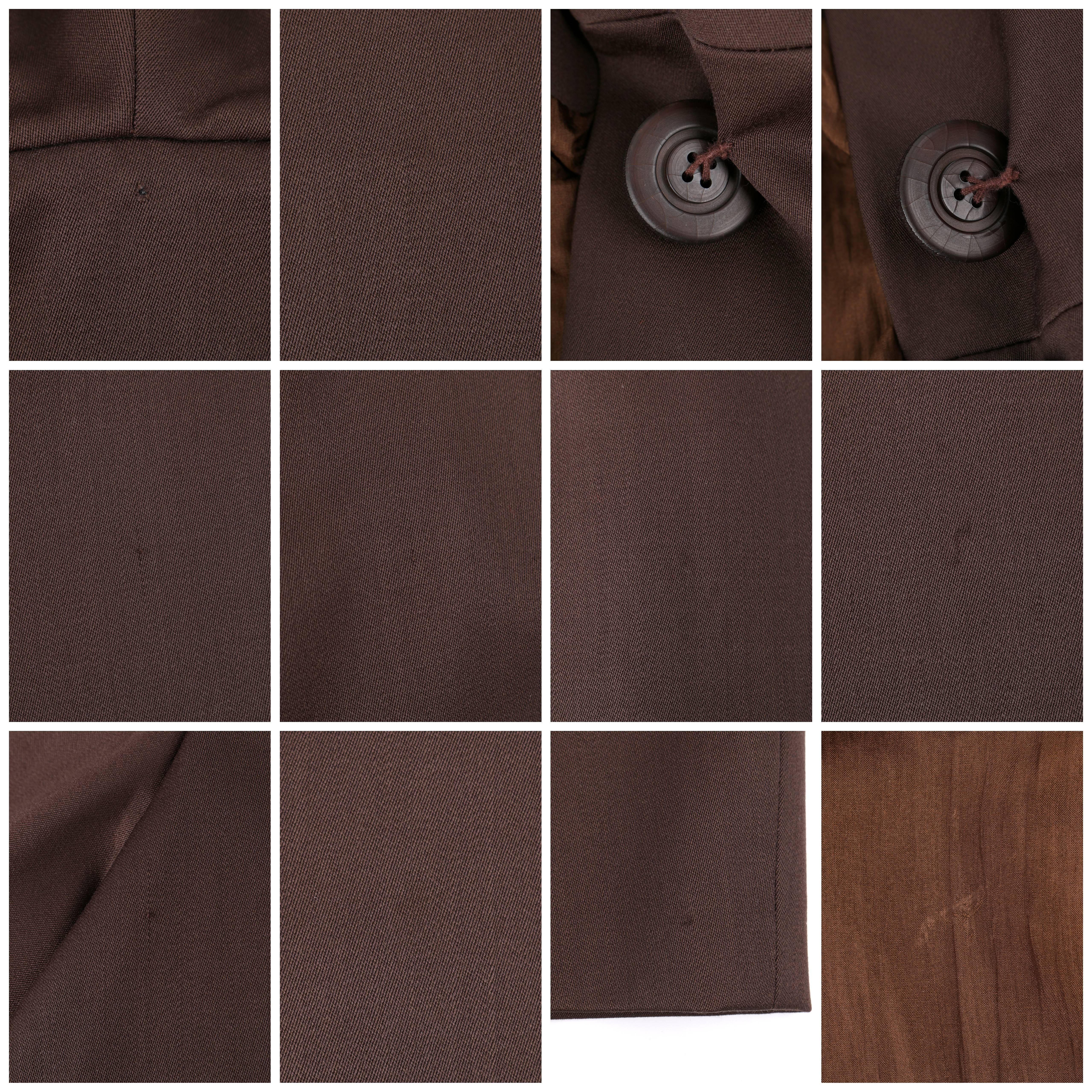 ALIK SINGER c.1980's Brown Wool Silk Oversized Collar Jacket For Sale 4