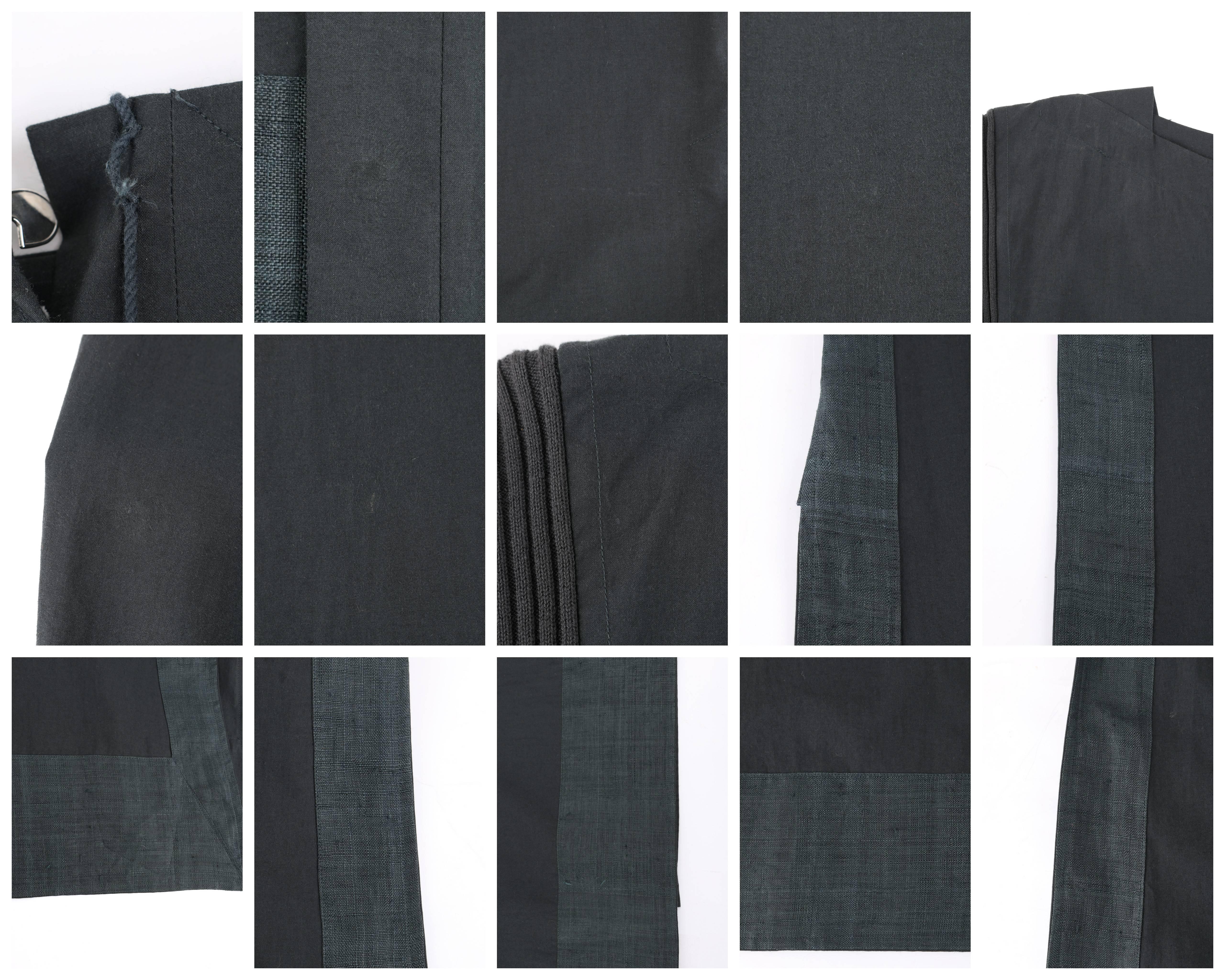 ISSEY MIYAKE Schwarzes langärmeliges Mantelkleid mit Rippenstrickdetail in voller Länge im Angebot 4