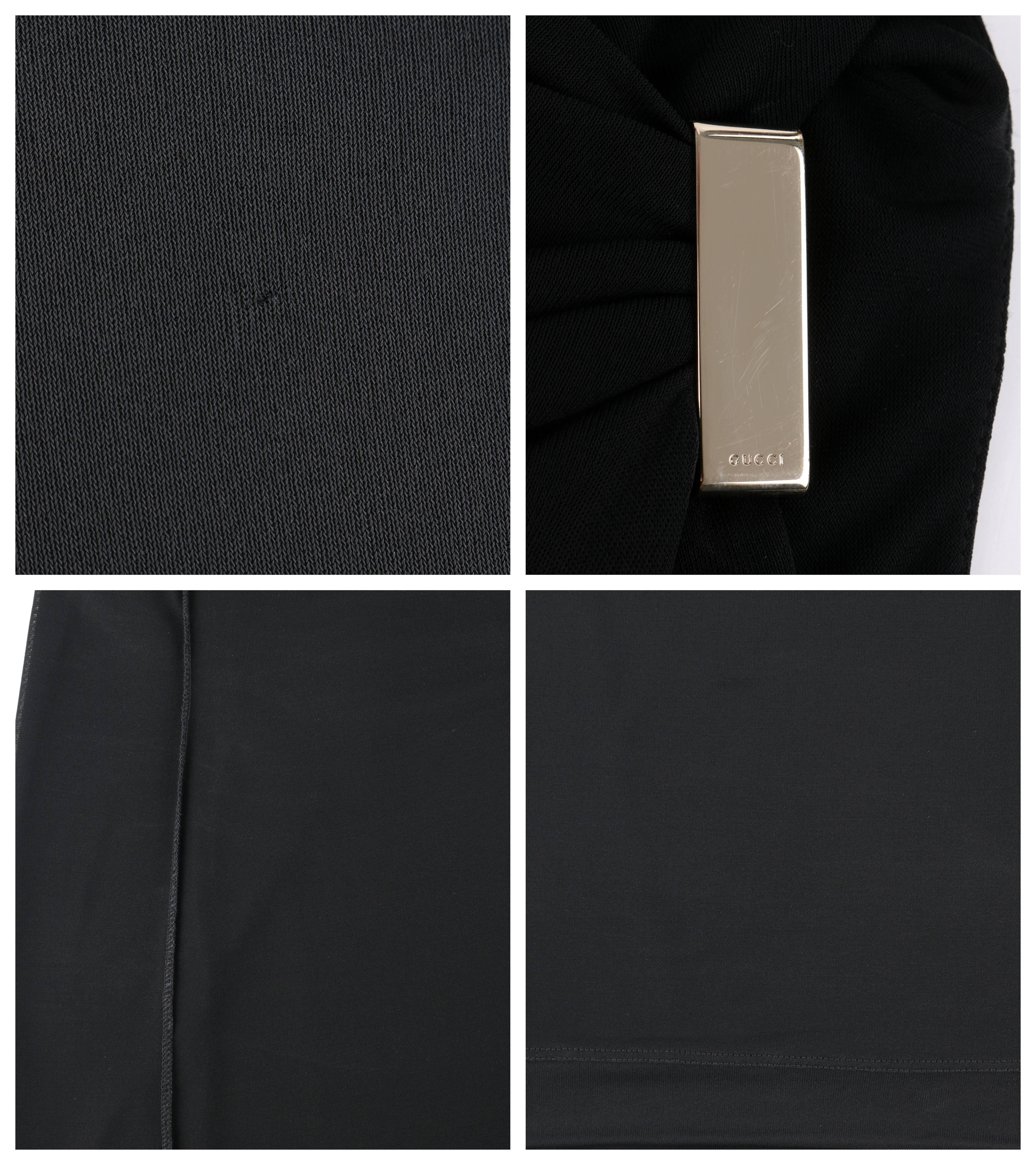 GUCCI Black Jersey Knit Sleeveless Draped Shift Cocktail Dress For Sale 1
