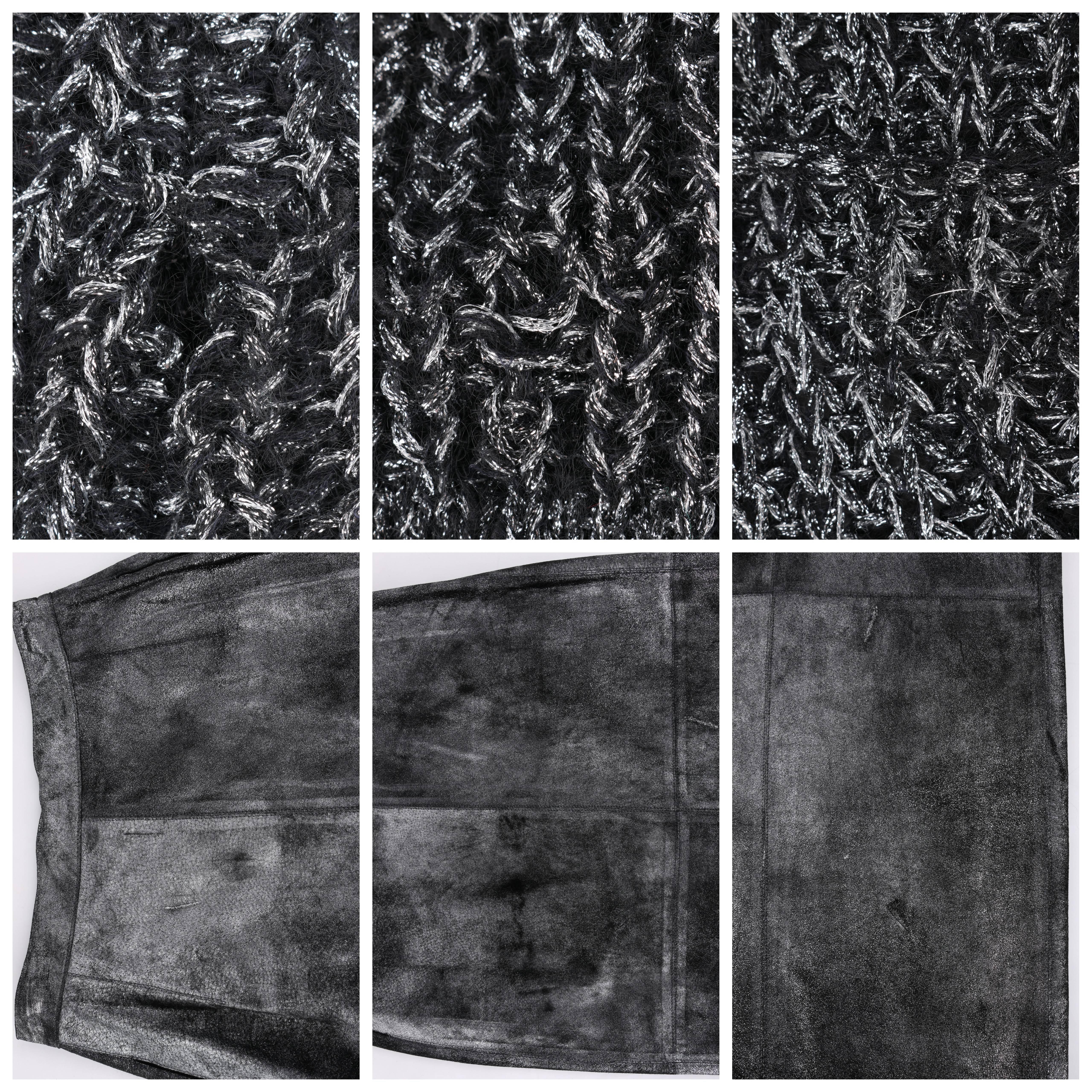 KRIZIA 2-teiliges Metallic-Strickcardigan-Set aus Mohair-Strick + Rock aus Wildleder im Angebot 5
