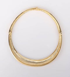 LANVIN c.1970's Gold & Crystal Rhinestone Modernist Collar Choker Necklace