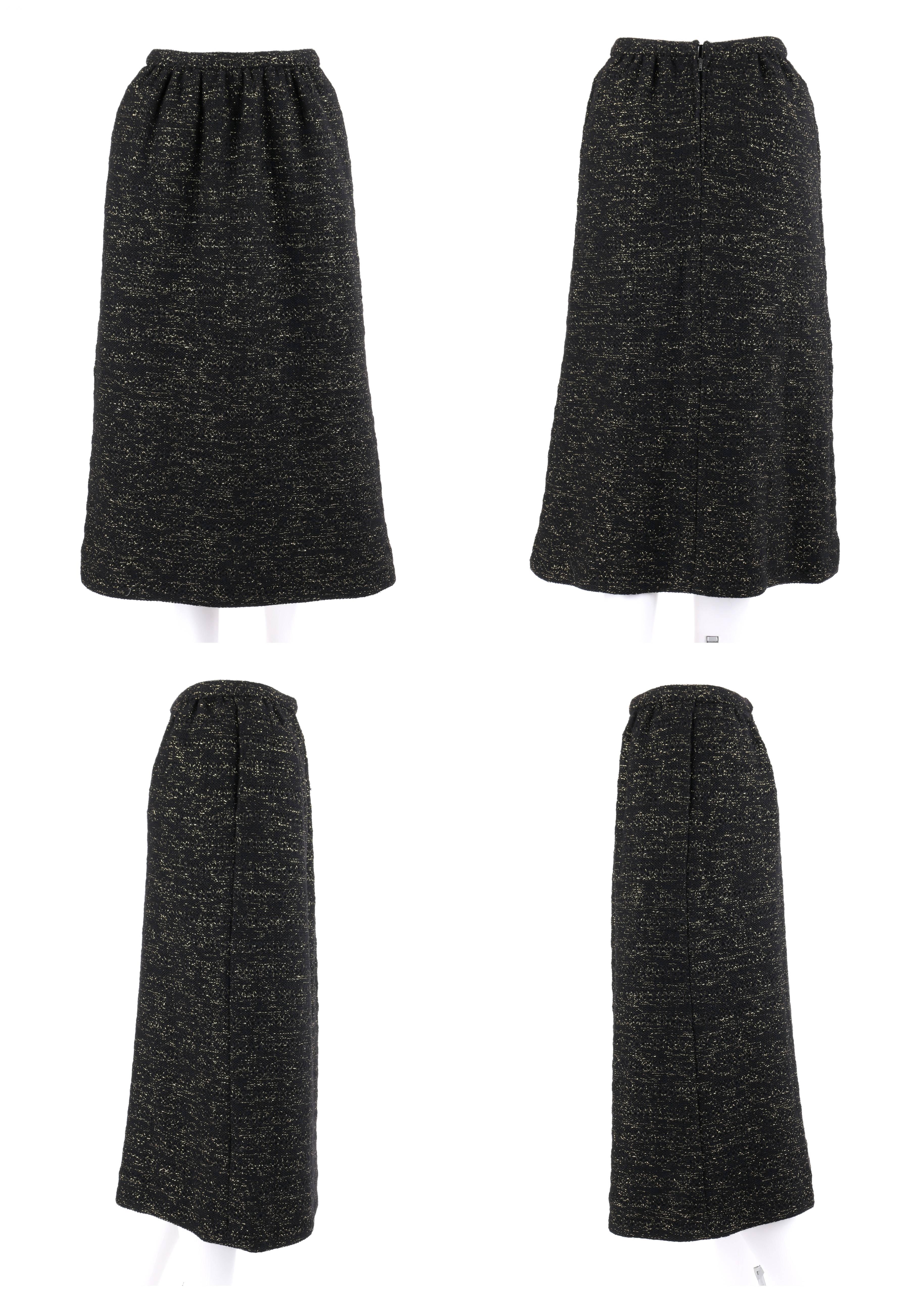Women's CHANEL Creations c.1970s 4 Pc Wool & Lurex Jacket Blouse Skirt Suit Set w/ Scarf