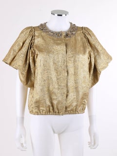 LANVIN S/S 2007 Metallic Silk Floral Brocade Flounced Sleeve Jacket