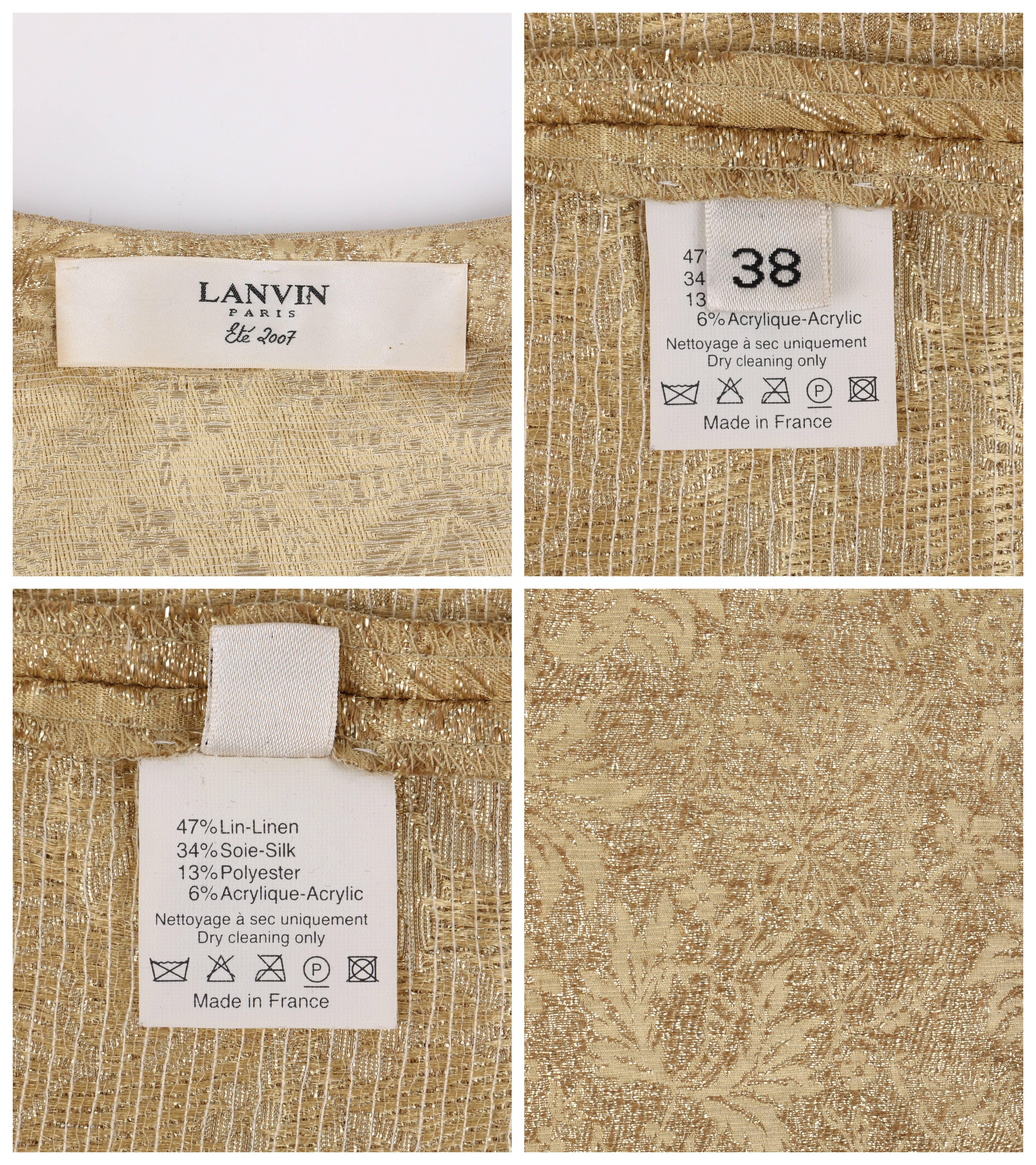 LANVIN S/S 2007 Metallic Silk Floral Brocade Flounced Sleeve Jacket 1