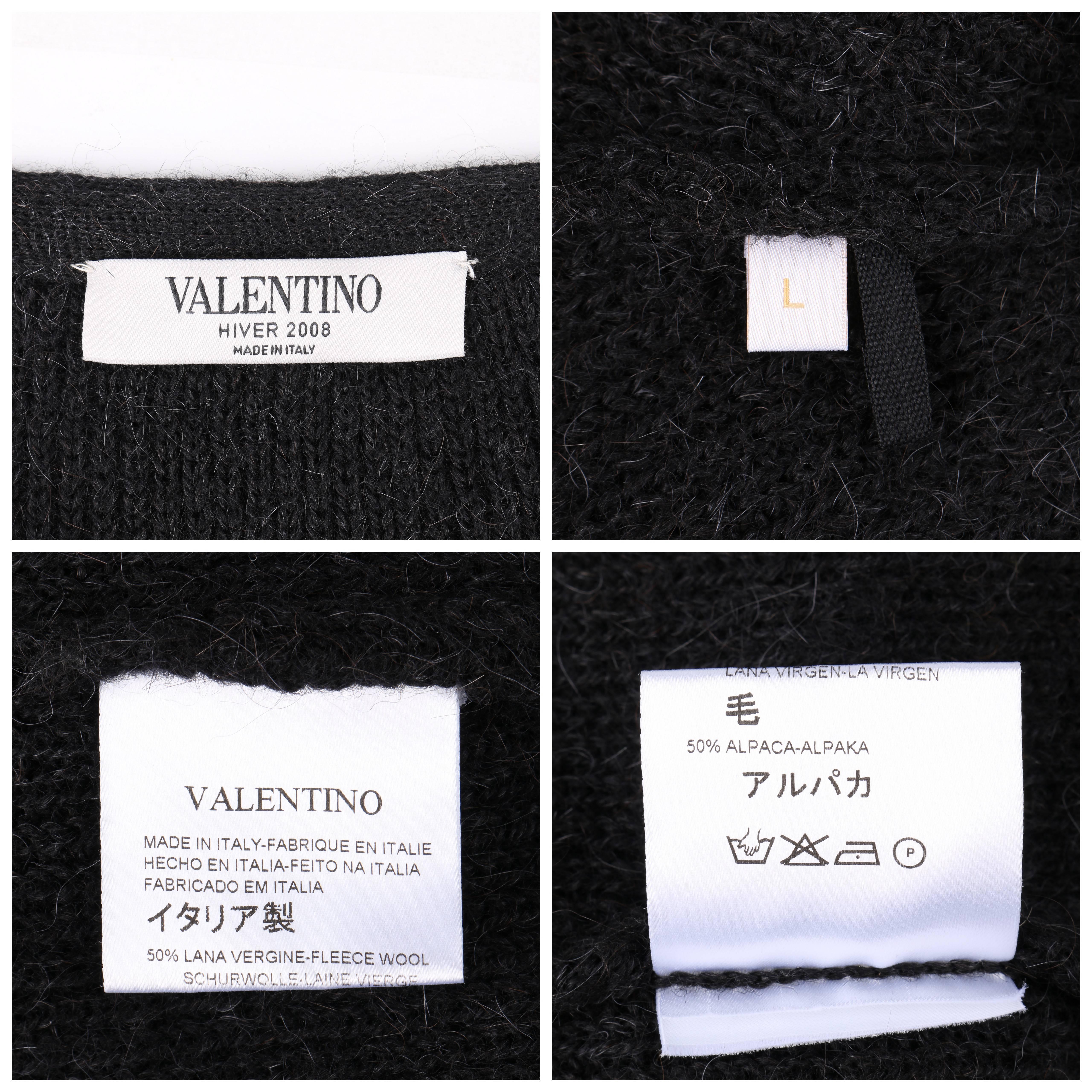 VALENTINO A/W 2008 Charcoal Gray Wool Alpaca Knit Pleated Bell Sleeve Sweater 2