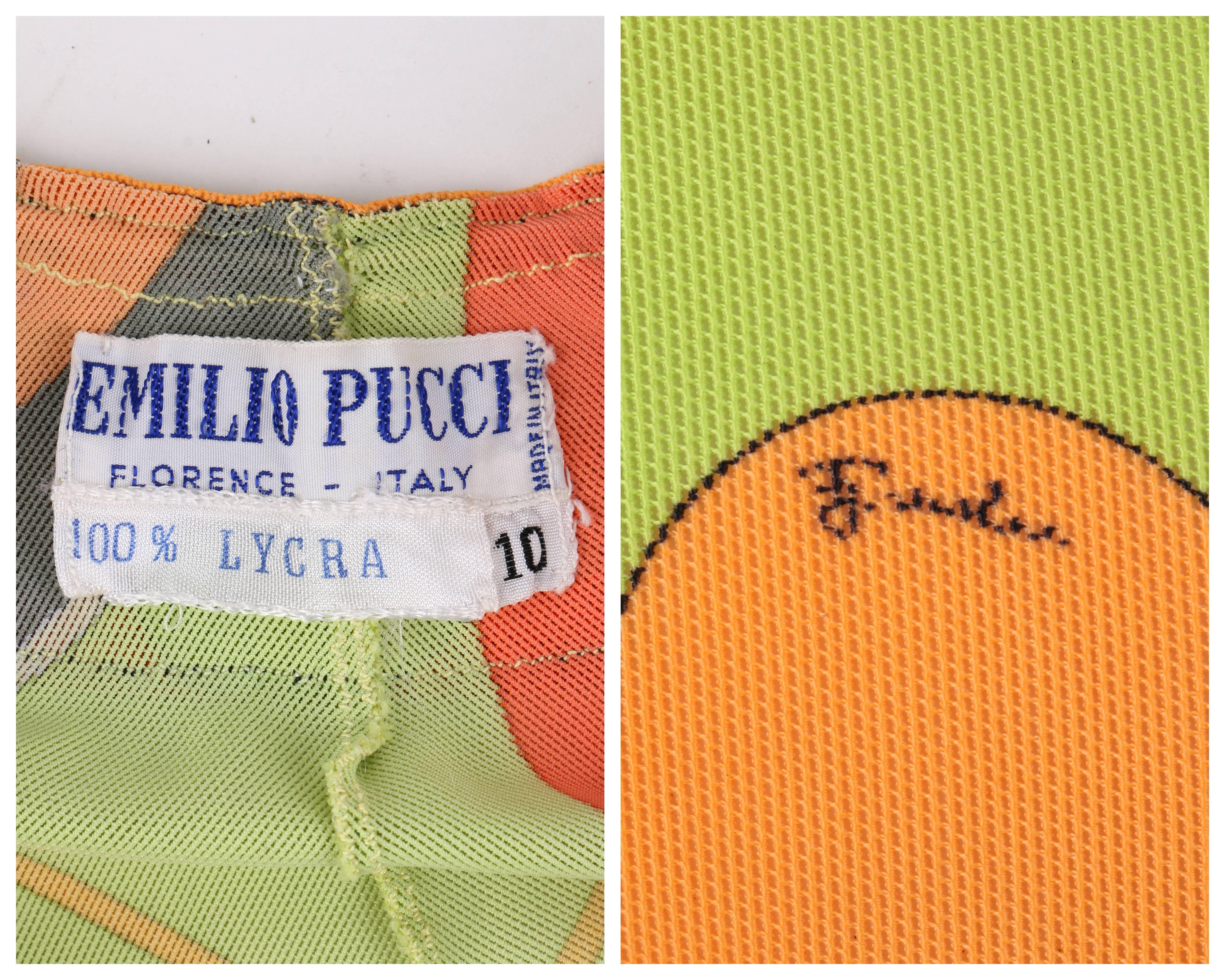 EMILIO PUCCI ca. 1960er Op Art Signature Print Einteiliger Bodysuit für den Badeanzug im Angebot 3