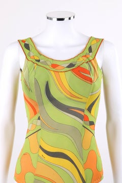 EMILIO PUCCI c.1960's Op Art Signature Print One Piece Bodysuit Bathing Swimsuit