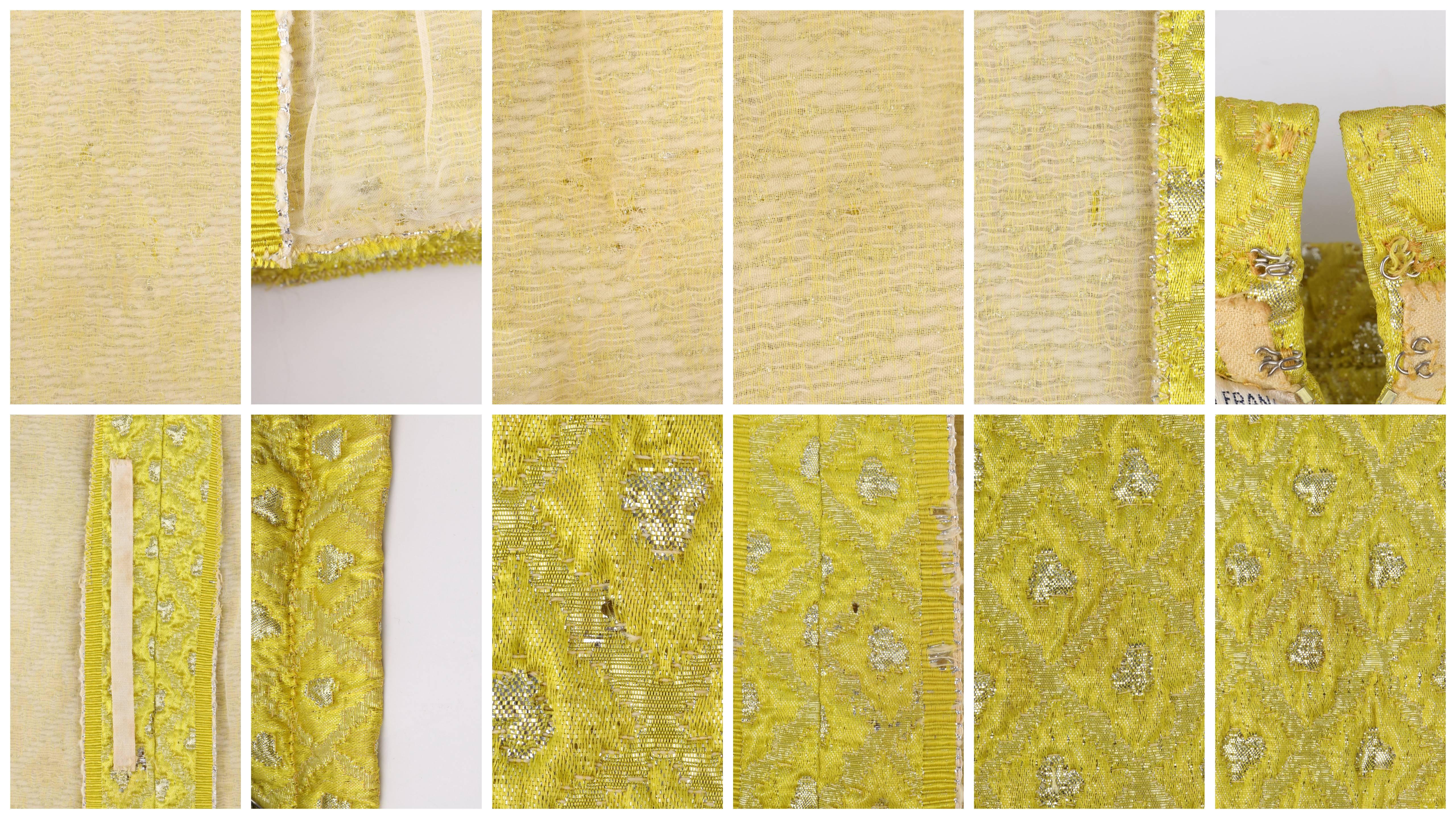 JEAN PATOU c.1960's Yellow Diamond Brocade Halter Shift Cocktail Dress For Sale 3
