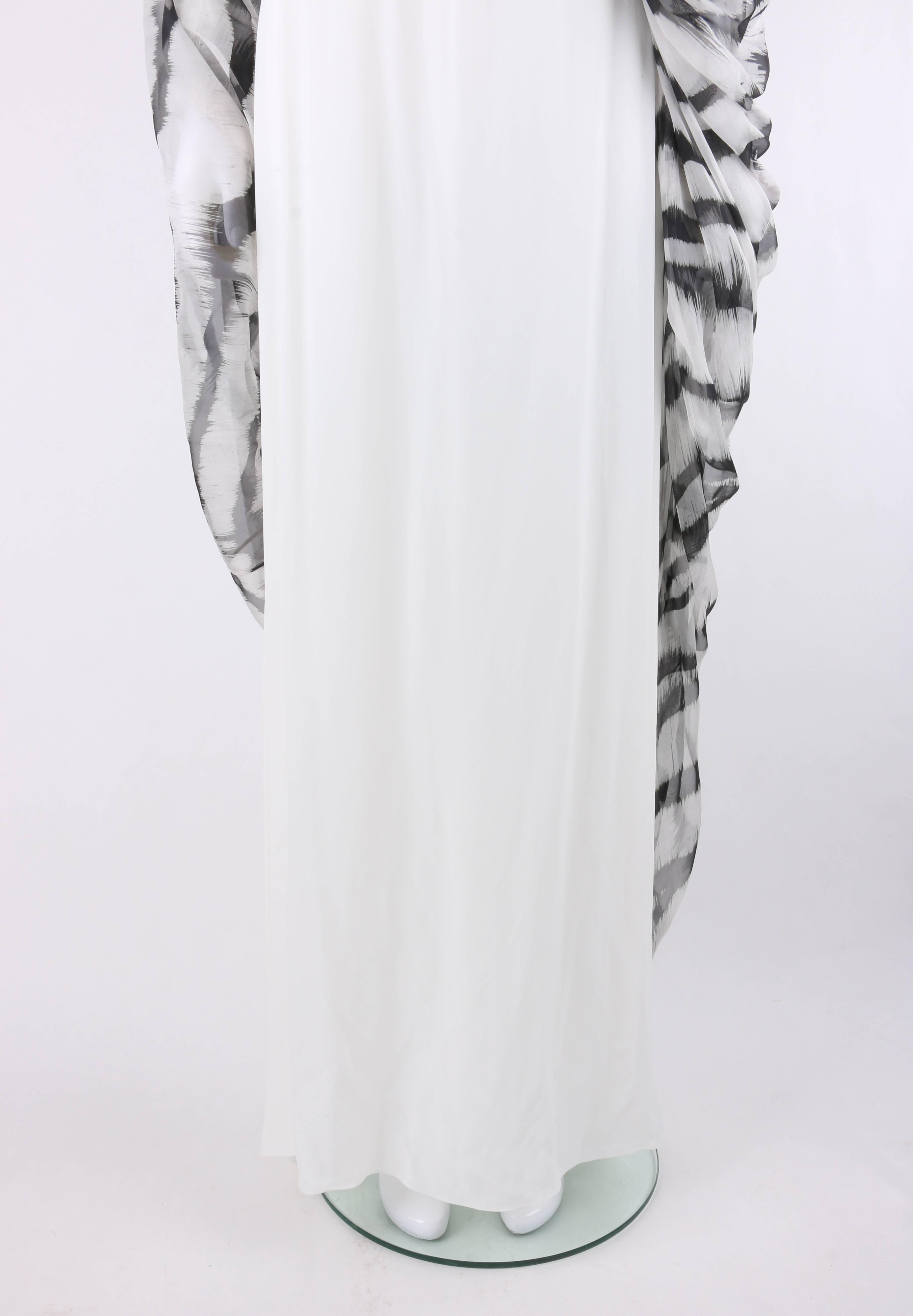ALEXANDER McQUEEN S/S 2012 White Tiger Stripe Silk Chiffon Evening Gown NWT 2