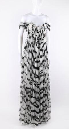 ALEXANDER McQUEEN S/S 2012 White Tiger Stripe Silk Chiffon Evening Gown NWT