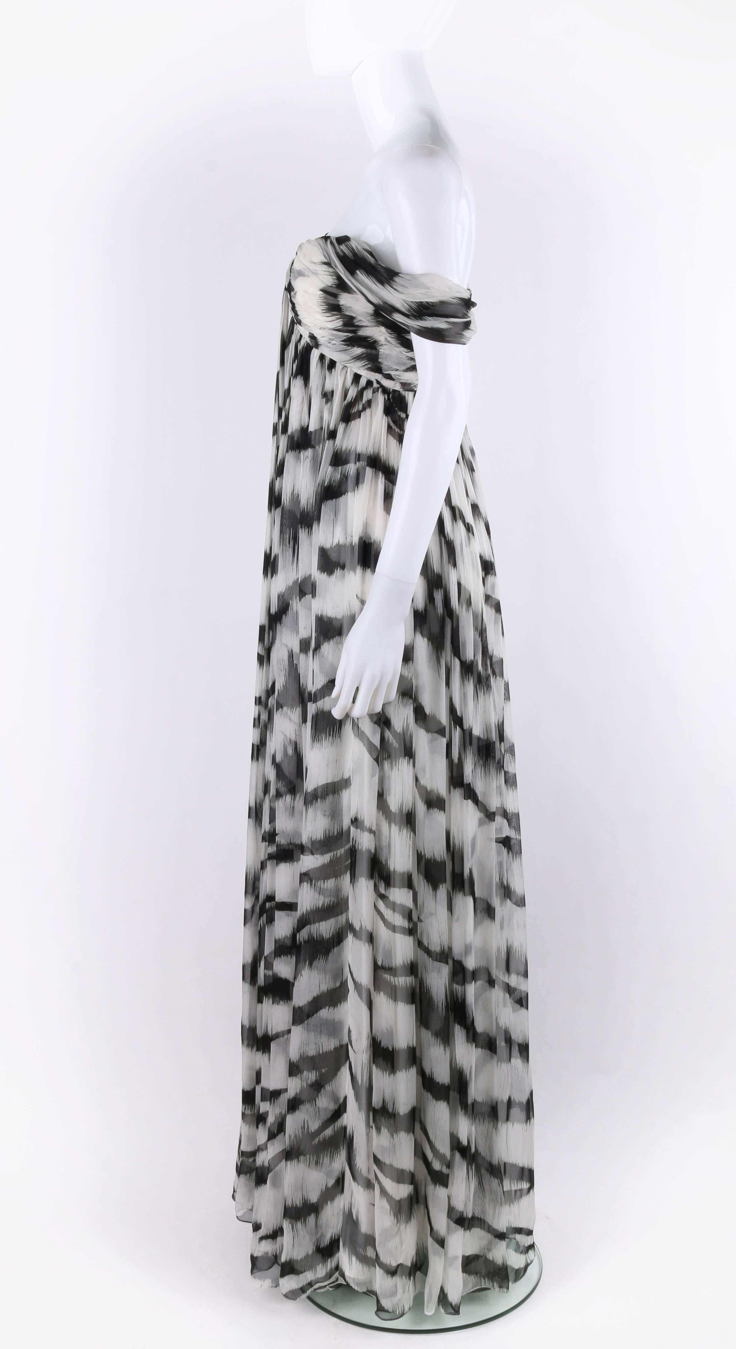 ALEXANDER McQUEEN S/S 2012 White Tiger Stripe Silk Chiffon Evening Gown NWT 1