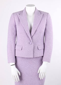 VALENTINO Miss V c.1990's 2 Piece Lavender Boucle Wool Blazer Skirt Suit Set