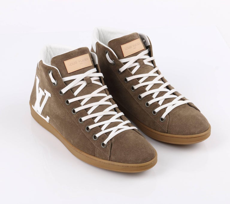 Louis Vuitton Sneakers Khaki Suede Leather Cloth ref.220338 - Joli