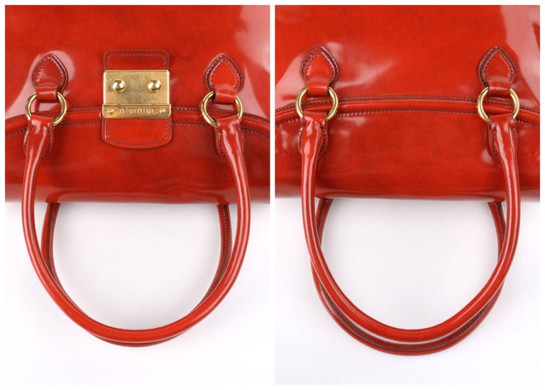 MIU MIU PRADA A/W 2012 Burnt Orange Spazzolato Leather Flap Top Handbag Purse For Sale 3