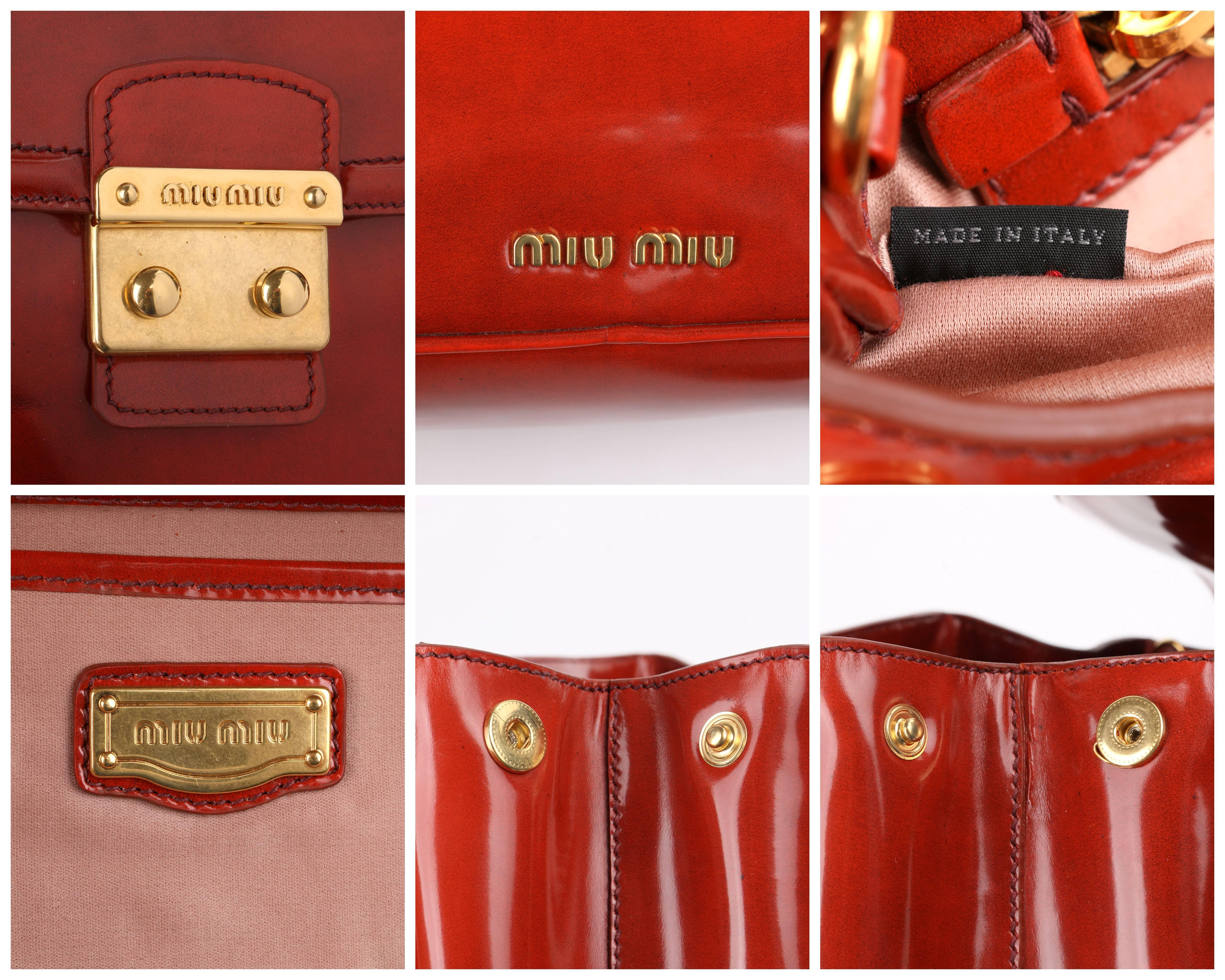 MIU MIU PRADA A/W 2012 Burnt Orange Spazzolato Leather Flap Top Handbag Purse 1
