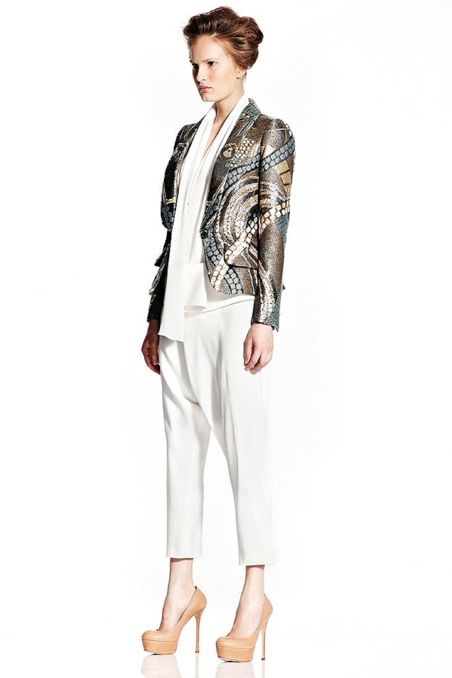 ALEXANDER McQUEEN Resort 2011 Khaki Crepe Fold Over Cropped Harem Pants For Sale 4