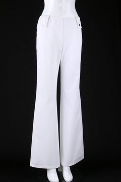 CHANEL F/S 2001 Weiße Denim-Hose mit hoher Taille und Flare-Jeans