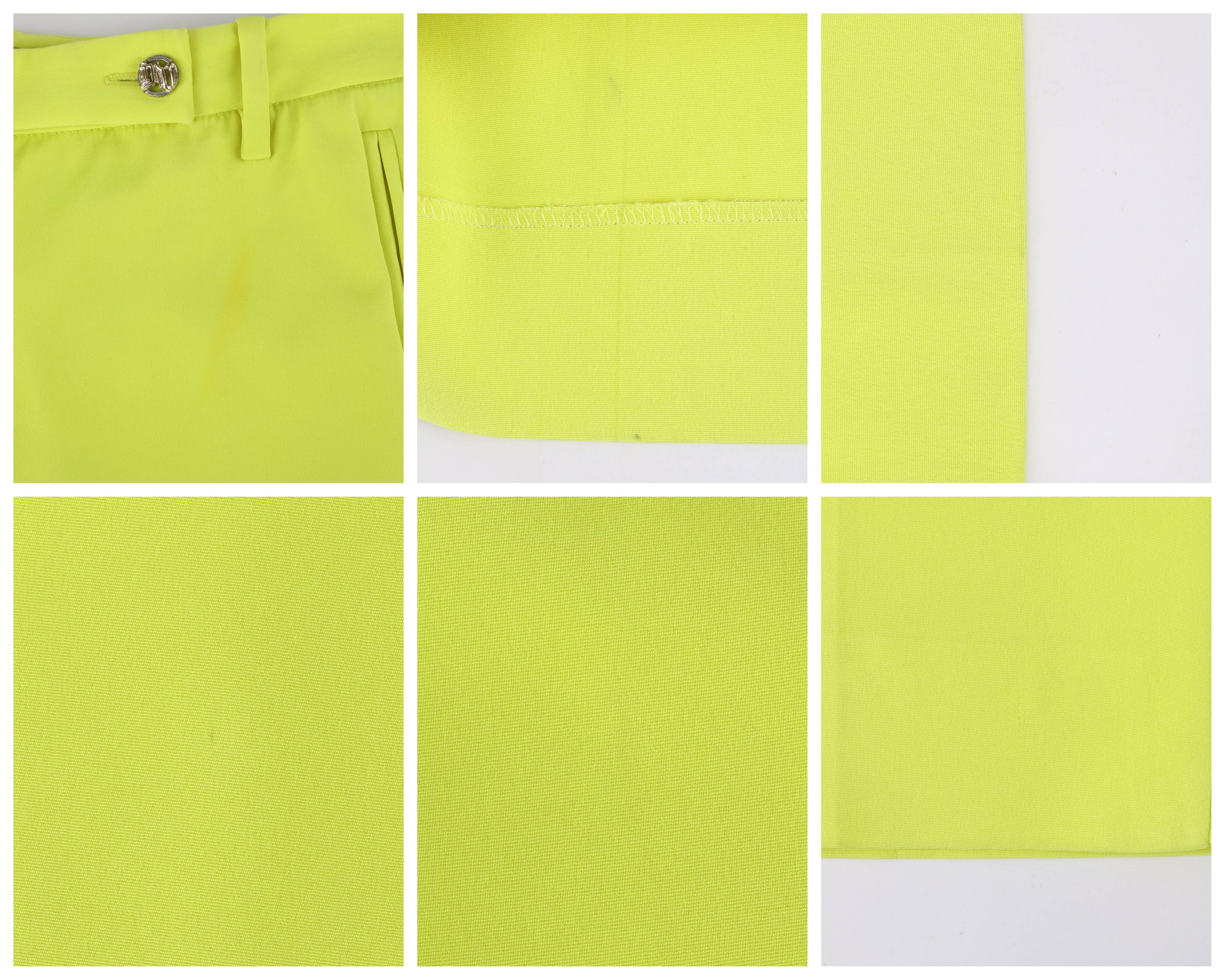 VERSACE S/S 2004 Neon Yellow Silk Cropped Capri Ankle Length Trouser Pants NWT 2